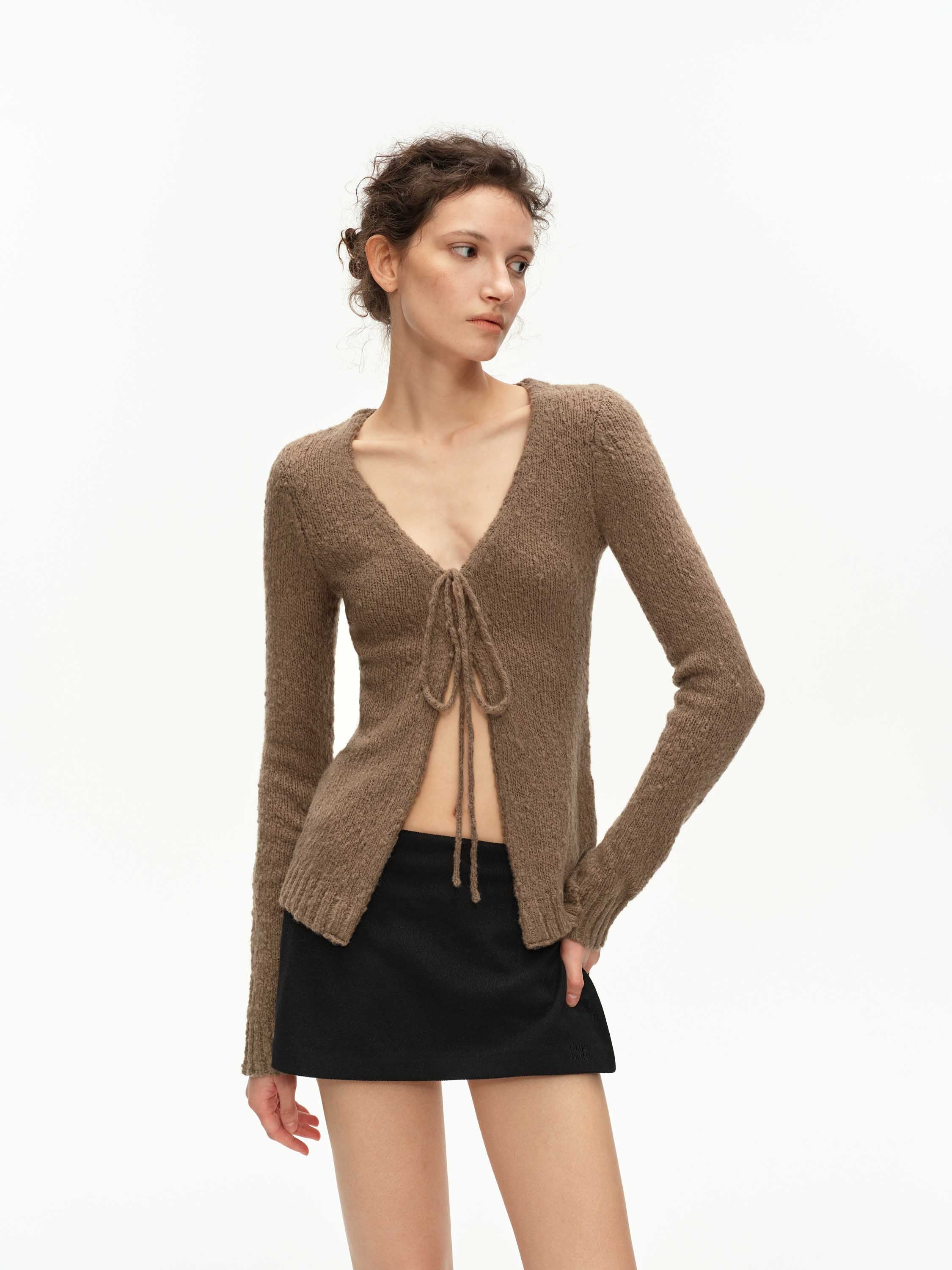 Wool-Blend Bow-Tie Cardigan