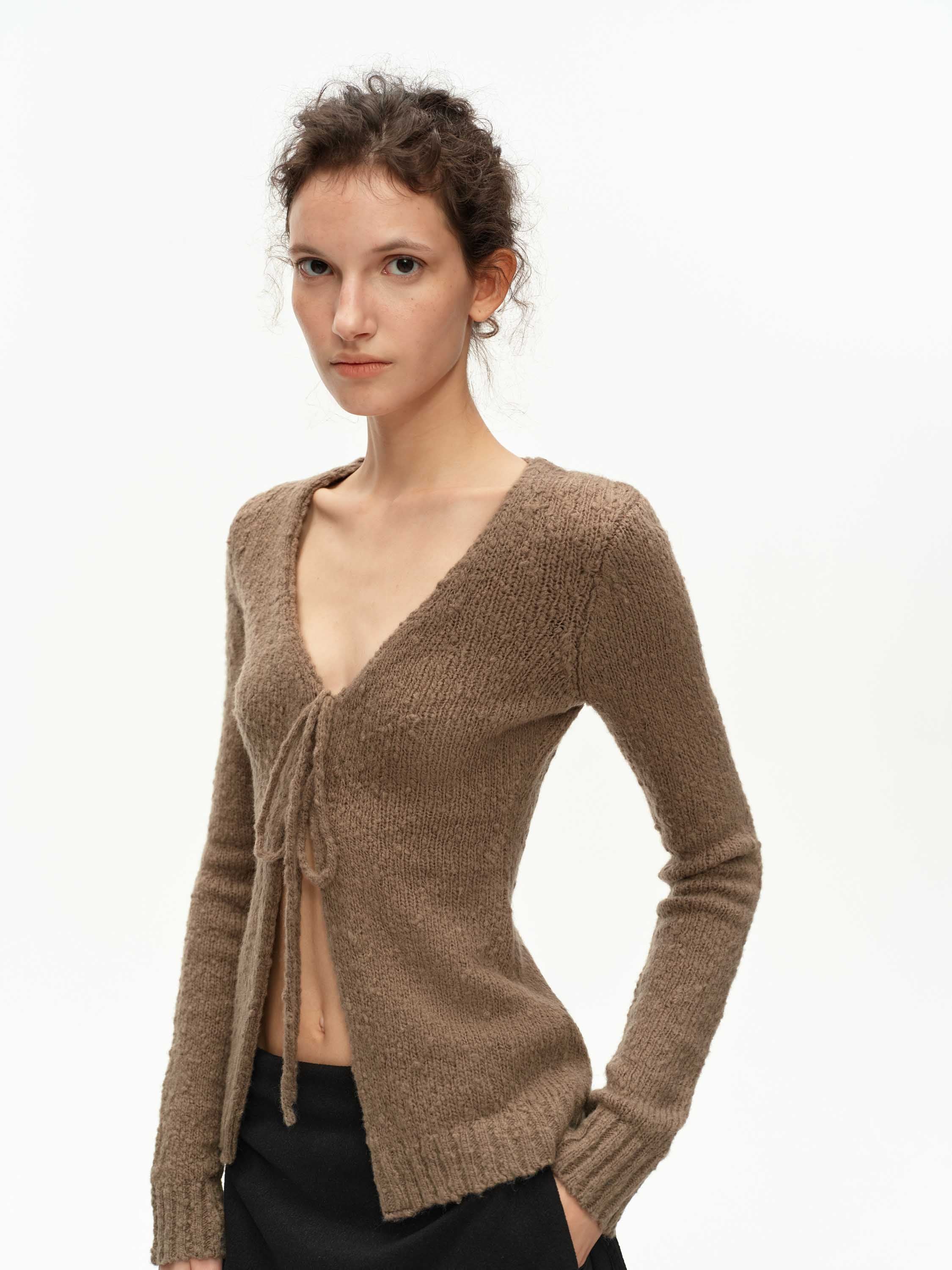 Wool-Blend Bow-Tie Cardigan