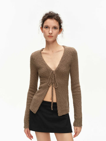 Wool-Blend Bow-Tie Cardigan