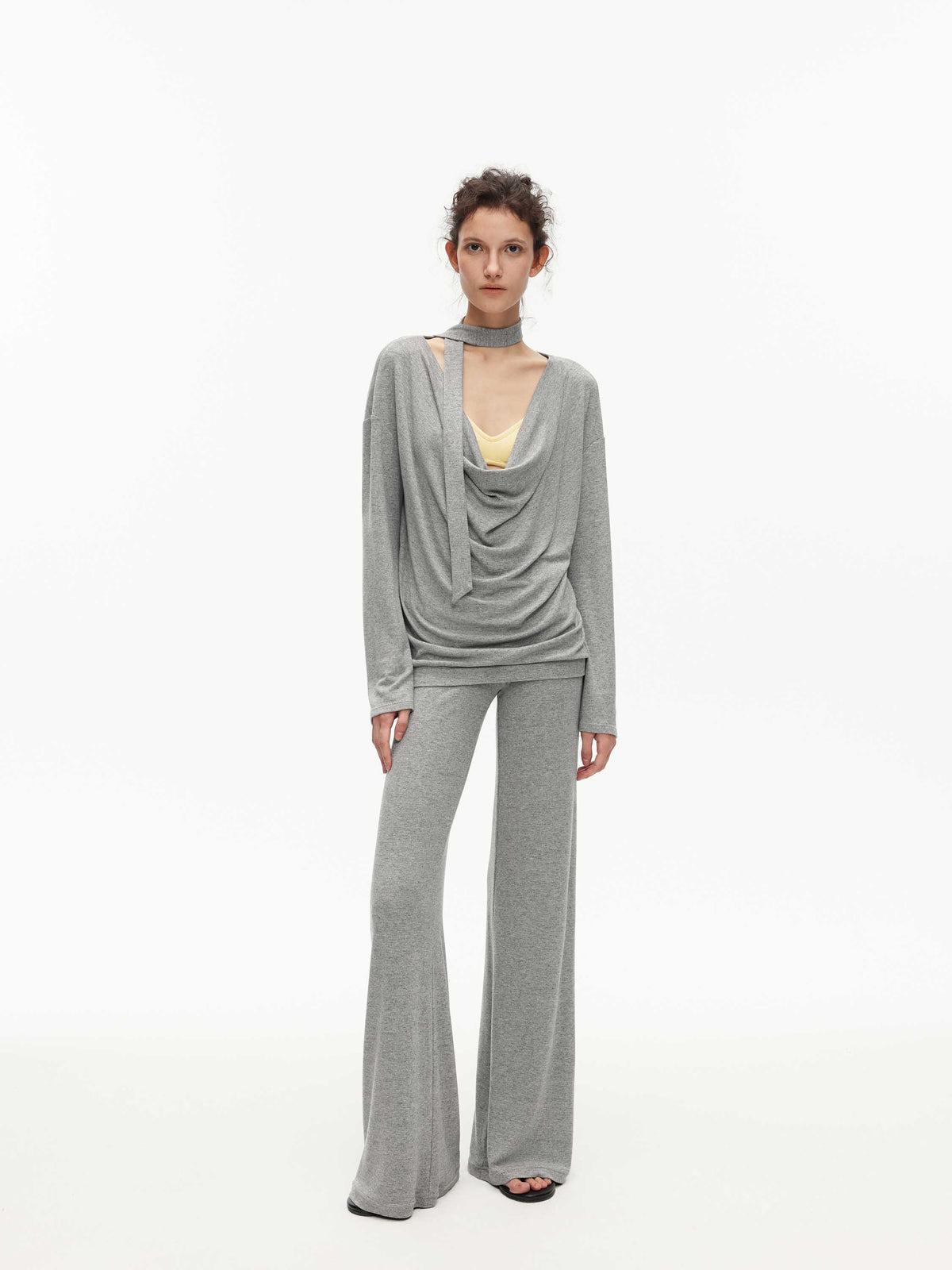 V-Waist Knit Trousers Sets