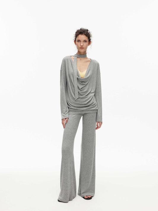 V-Waist Knit Trousers Sets