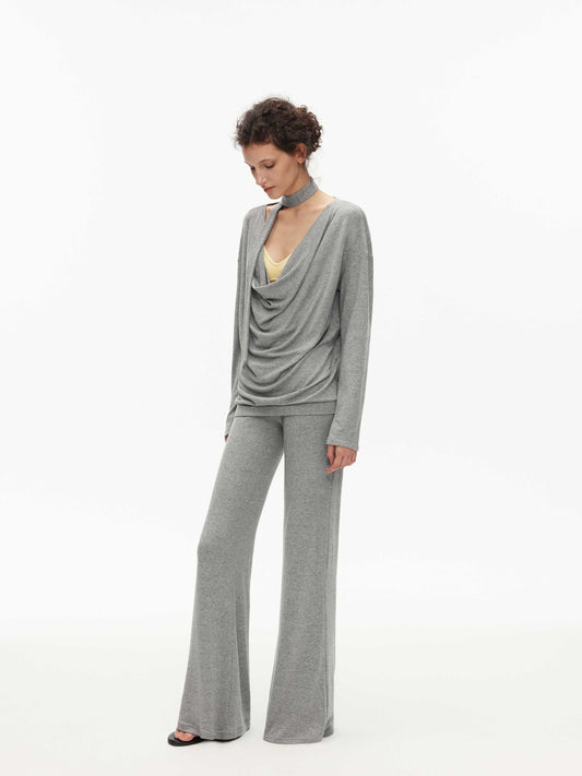 V-Waist Knit Trousers Sets