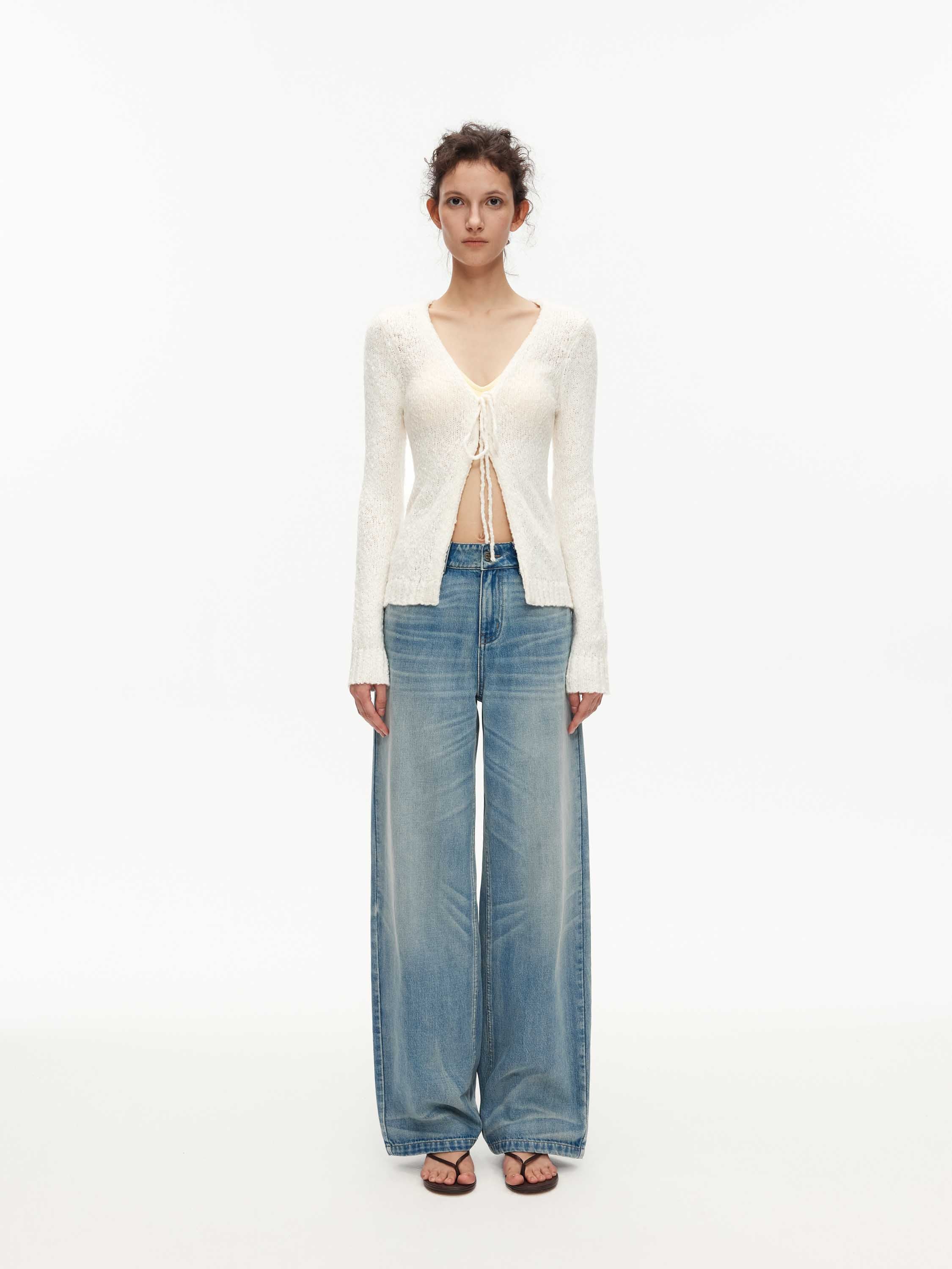 Wool-Blend Bow-Tie Cardigan