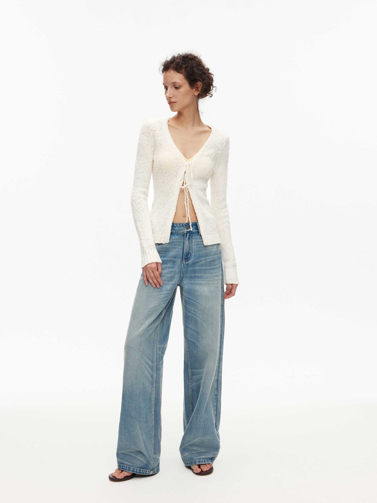Wool-Blend Bow-Tie Cardigan