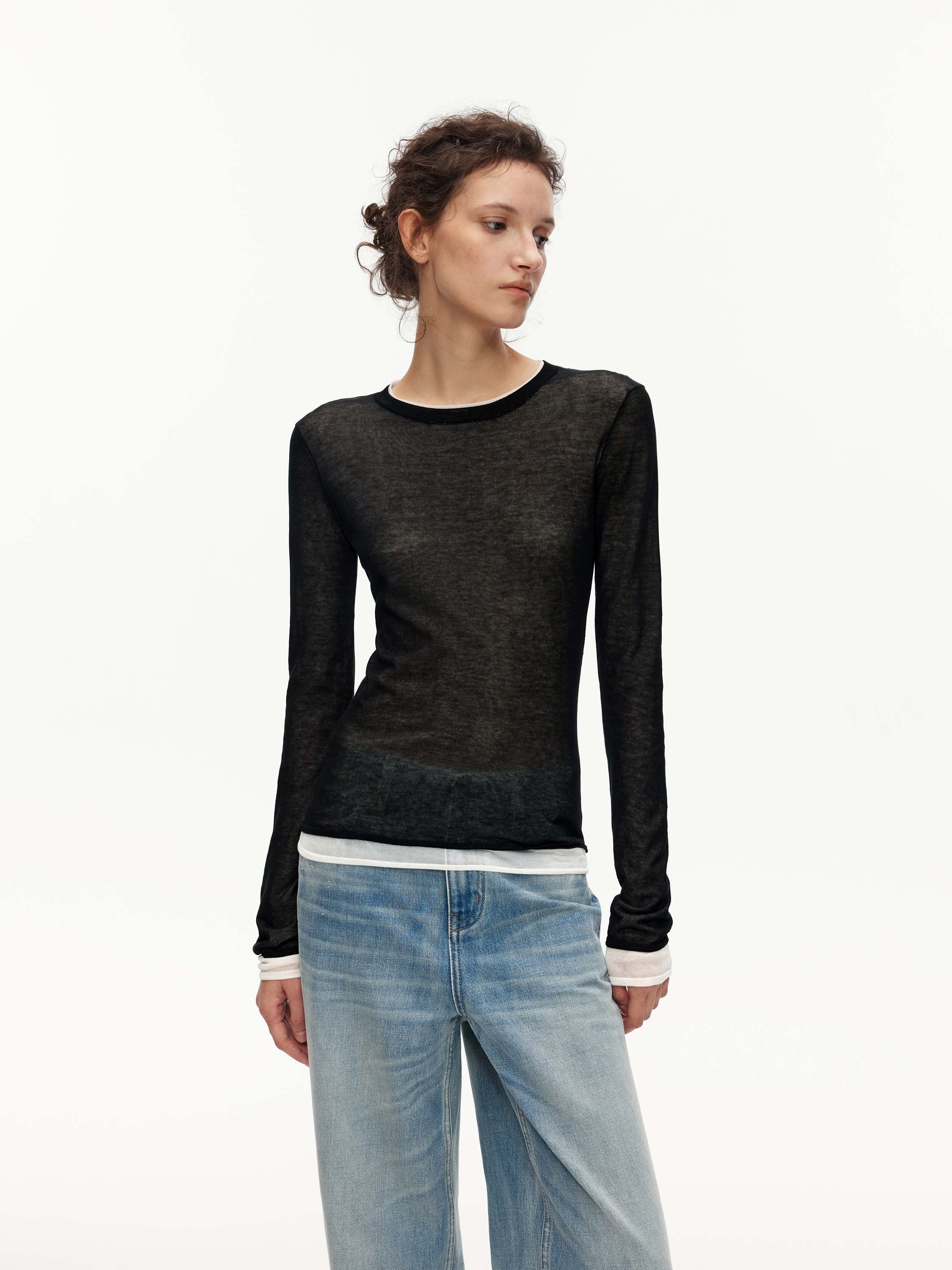 Sheer Layered Knit Top