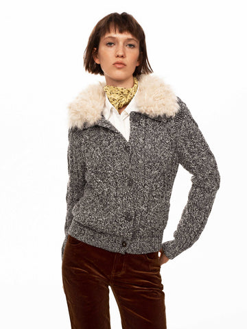 Cropped Cable Knit Jacket