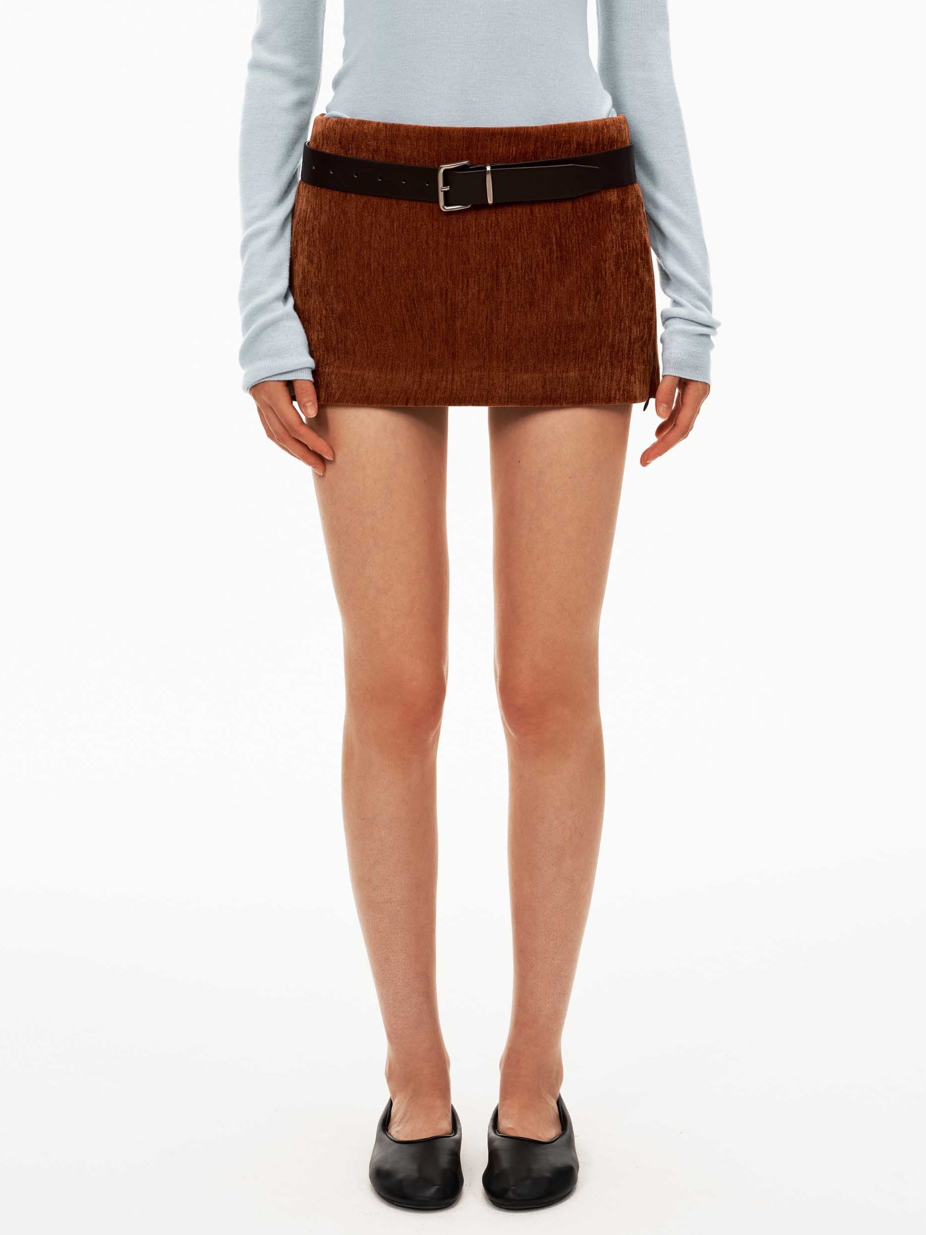 Corduroy Mini Skirt with Contrast Waistband