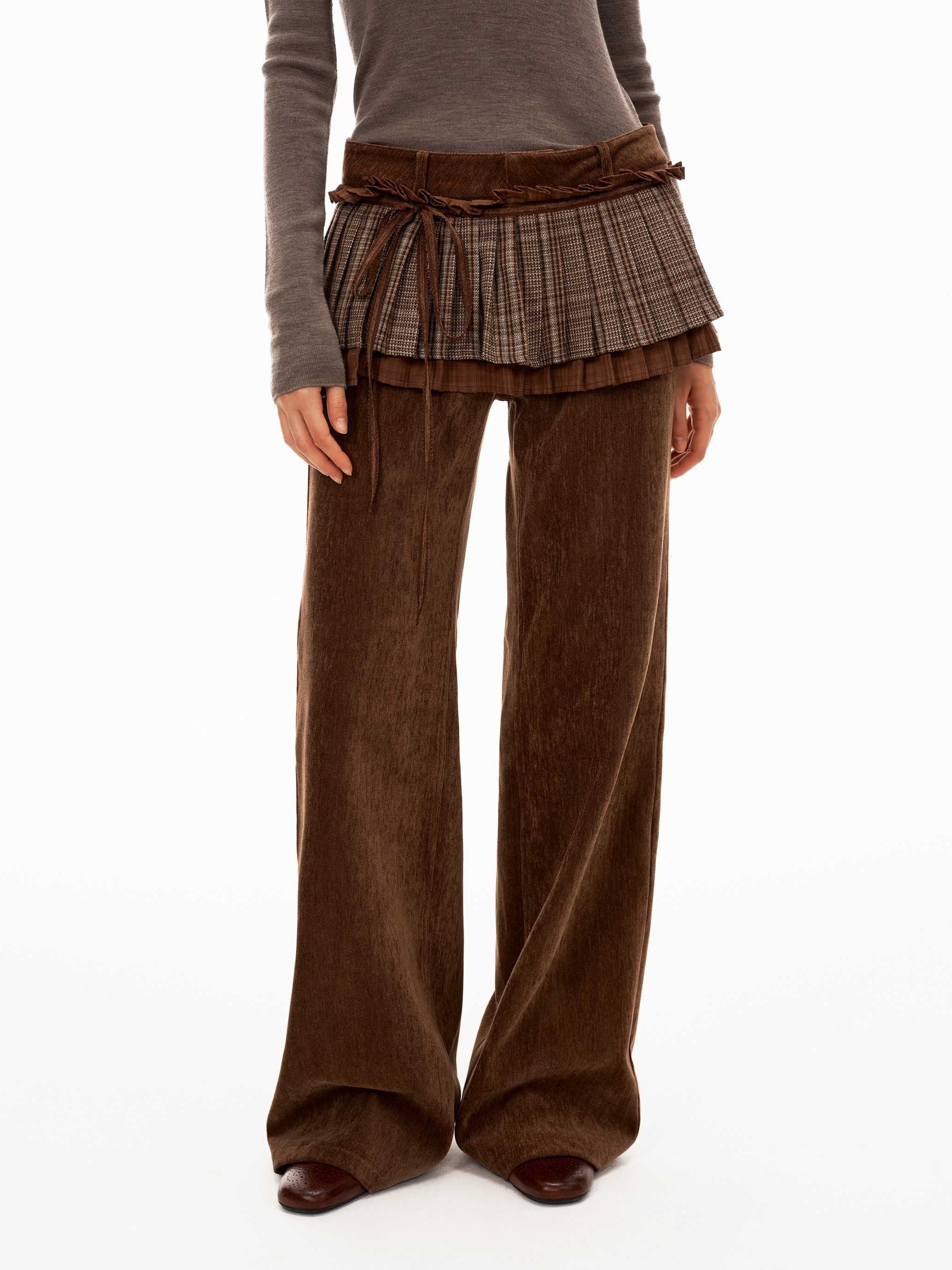 Chenille Plaid Overlay Pants