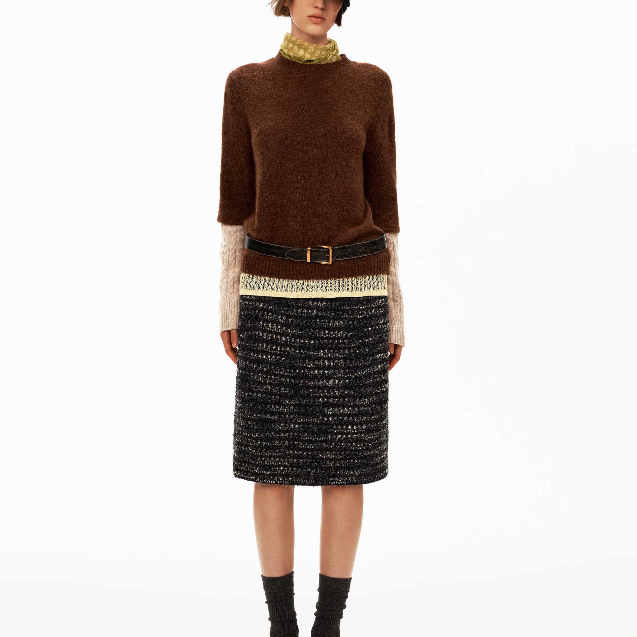 Paneled Crewneck Sweater