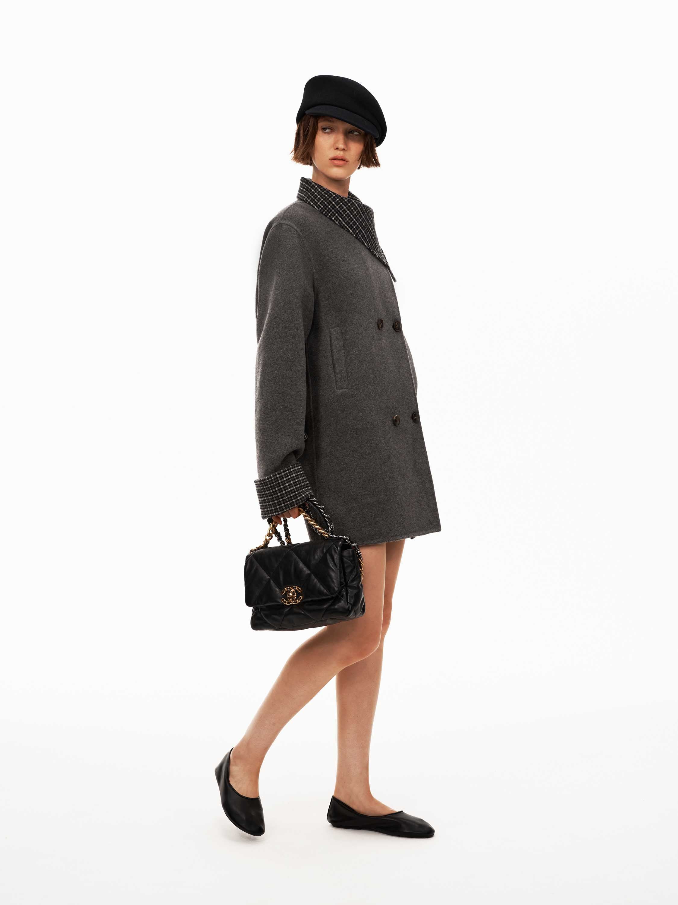 Wool Blend Scarf-Collar Coat