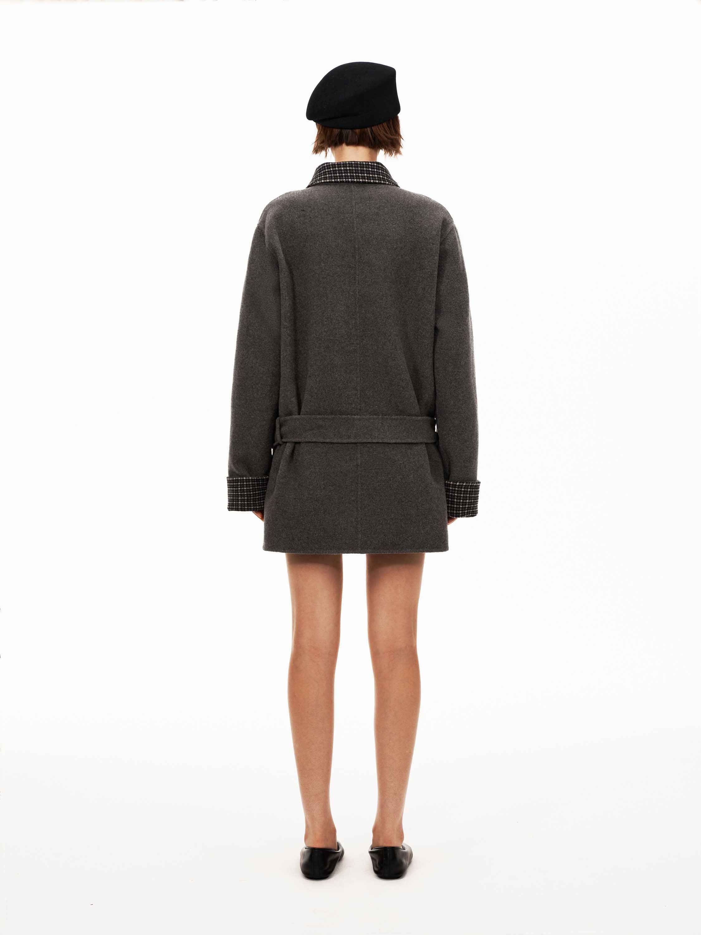 Wool Blend Scarf-Collar Coat