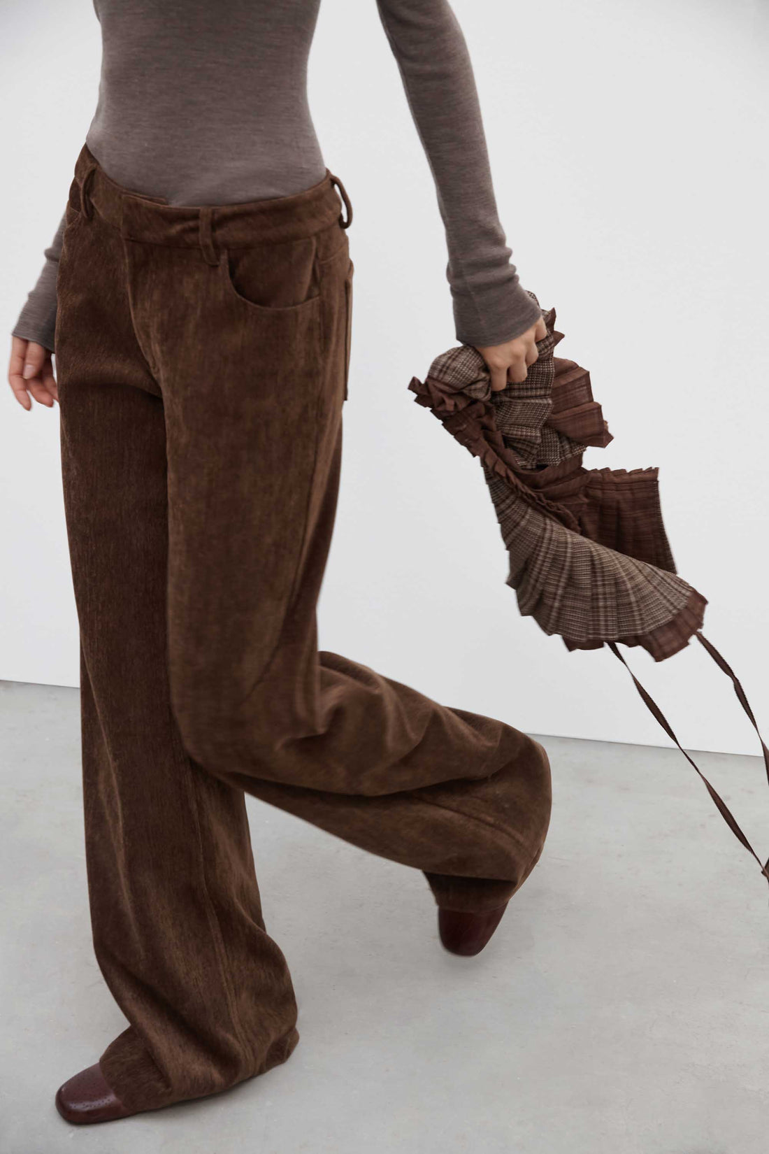 Chenille Plaid Overlay Pants