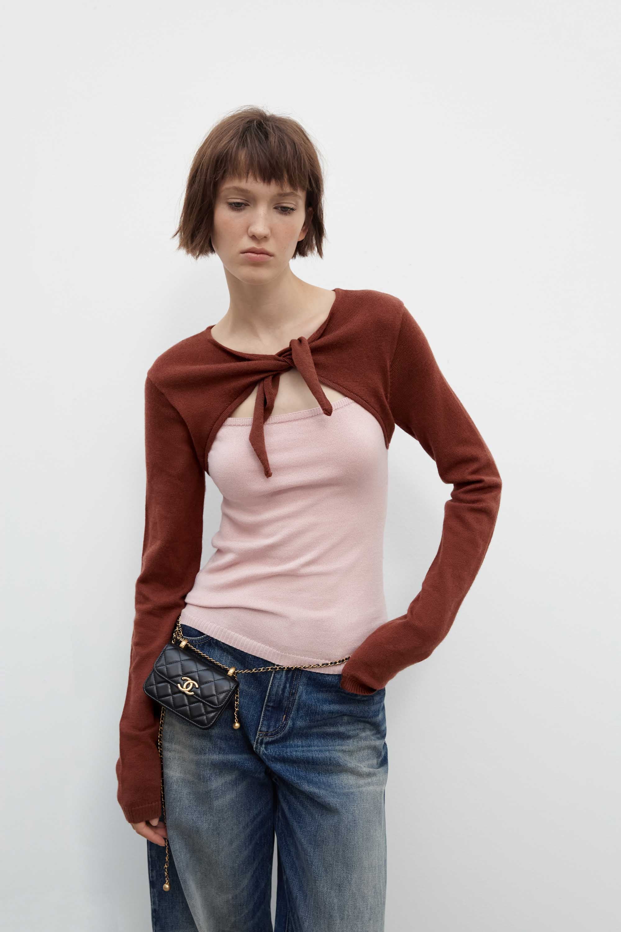 Merino Wool Colorblock Knit Top