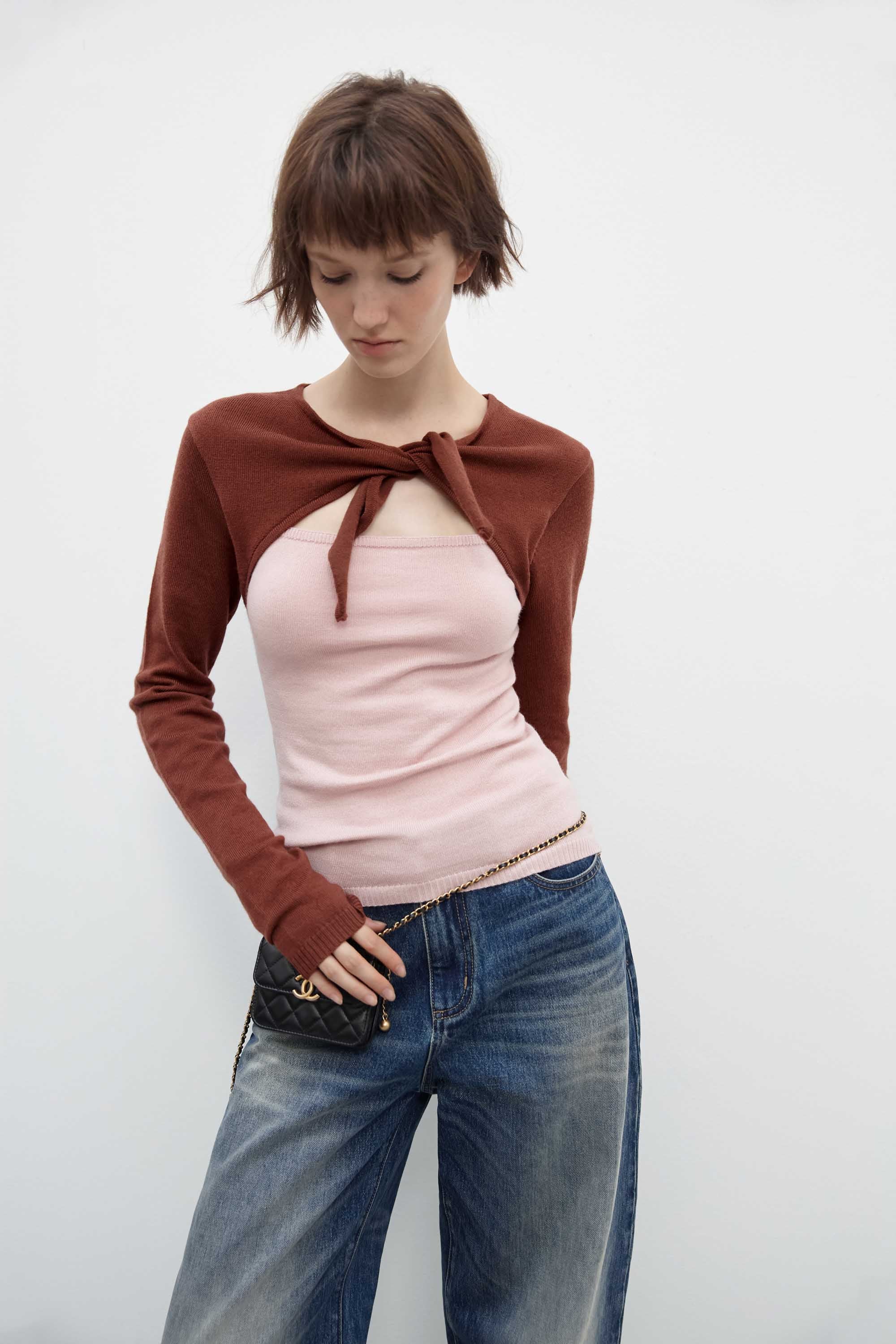 Merino Wool Colorblock Knit Top