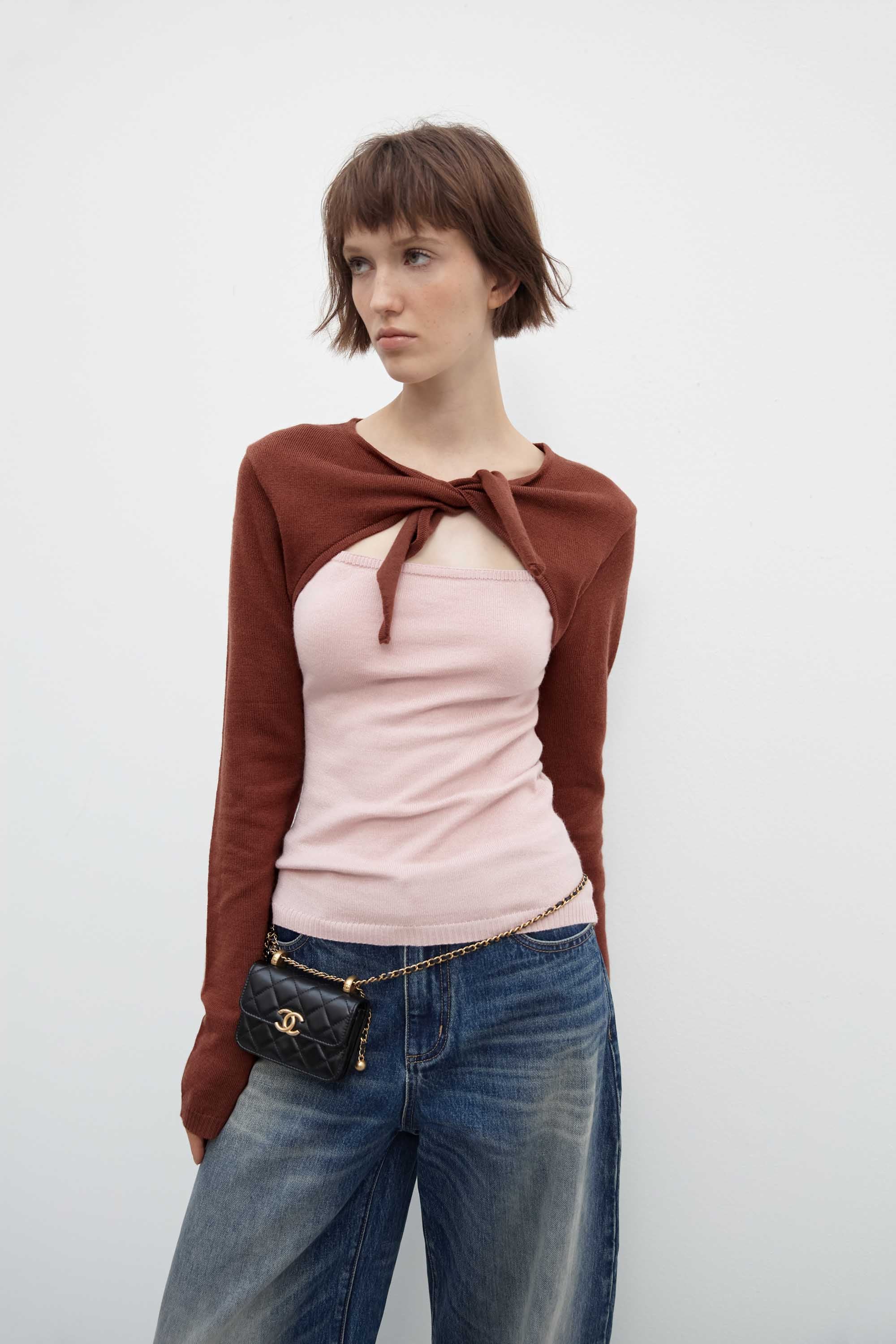Merino Wool Colorblock Knit Top