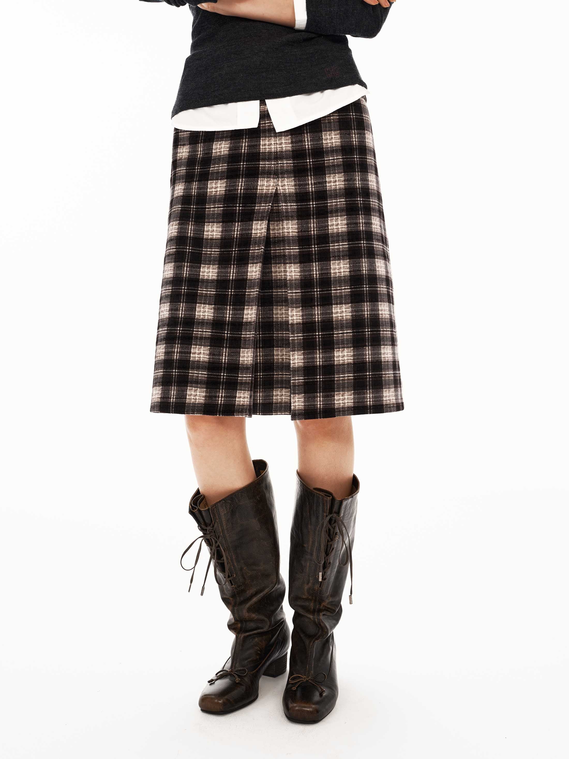 Check Tweed Set with Faux Fur Collar Set