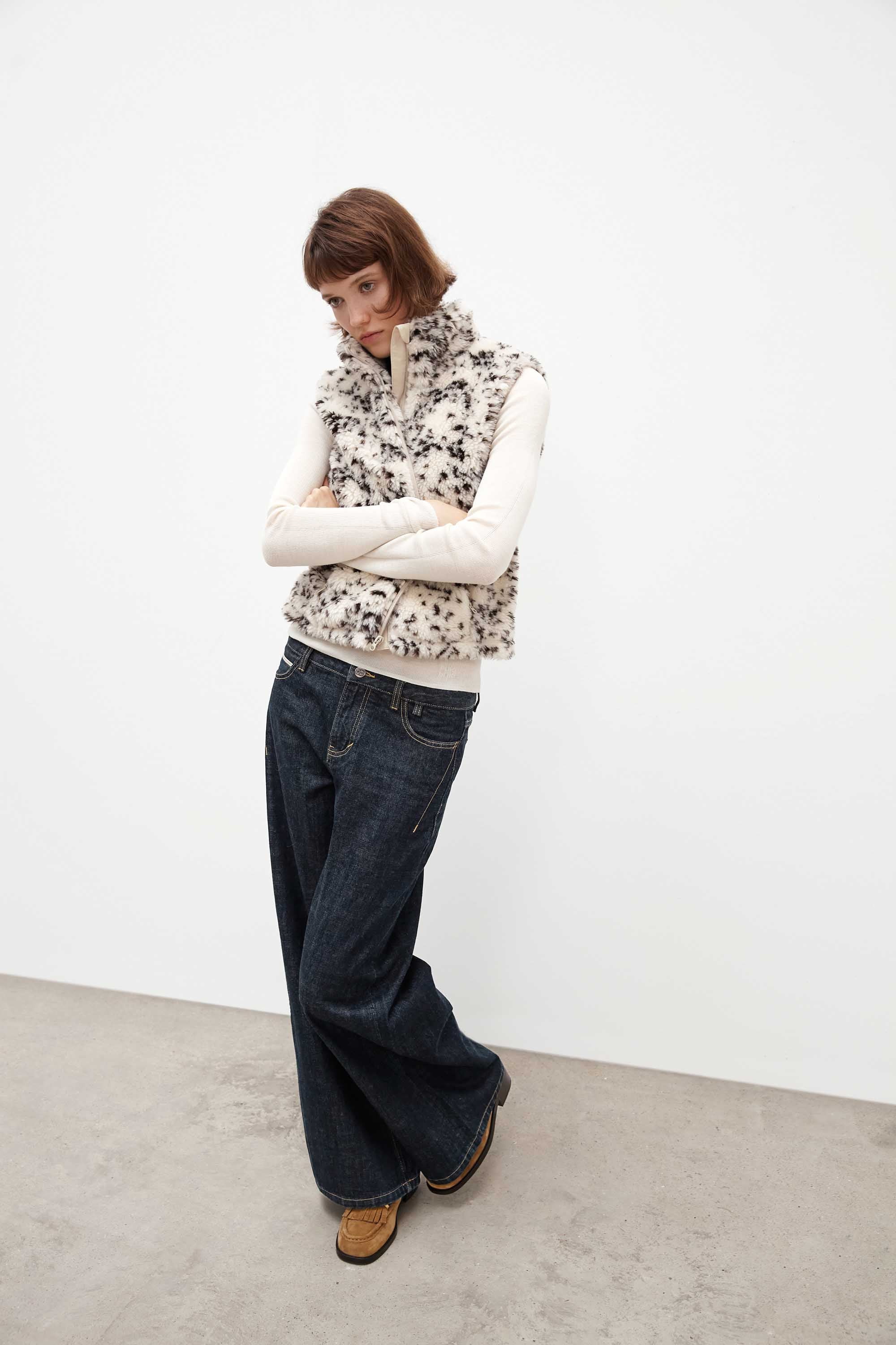 Faux Shearling Spot Vest