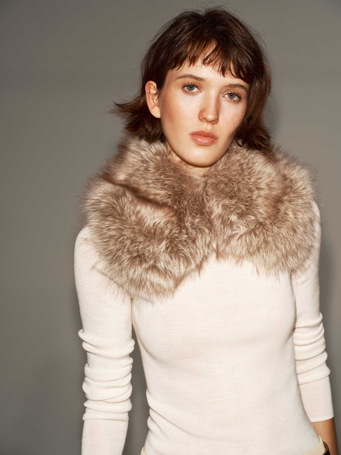 Faux Fox Fur Clip-On Winter Collar Scarf