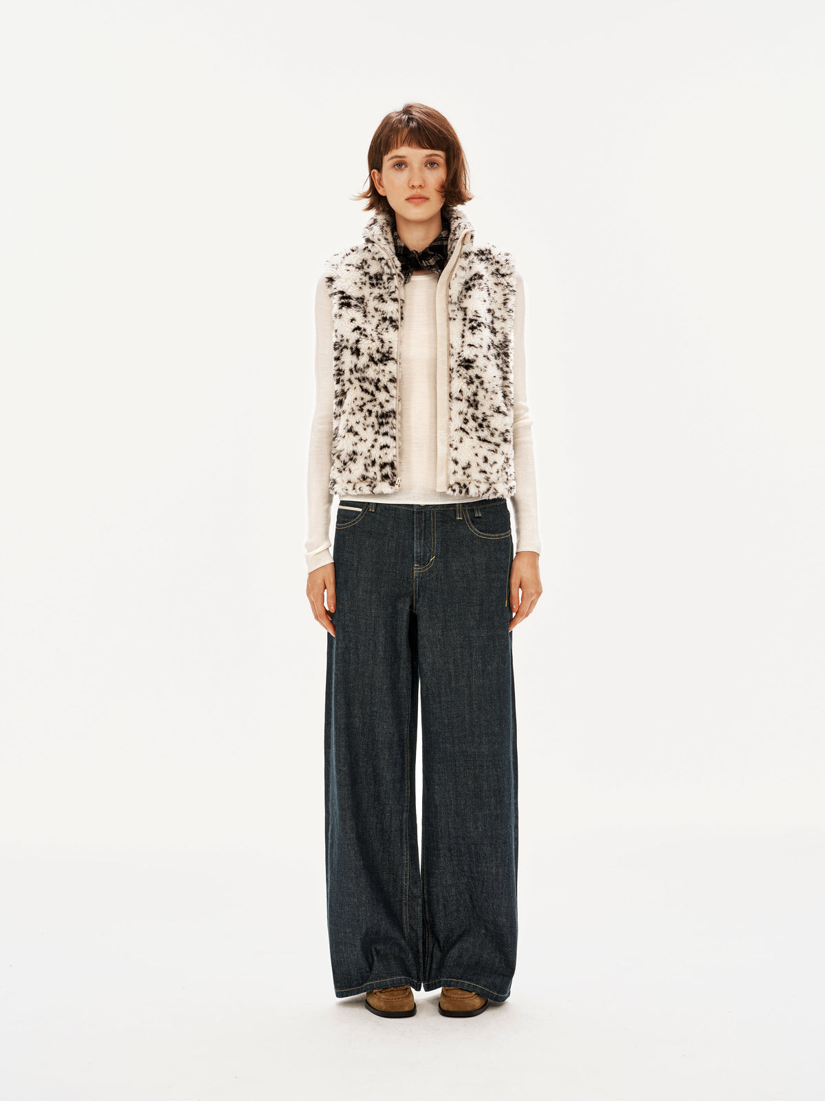 Faux Shearling Spot Vest