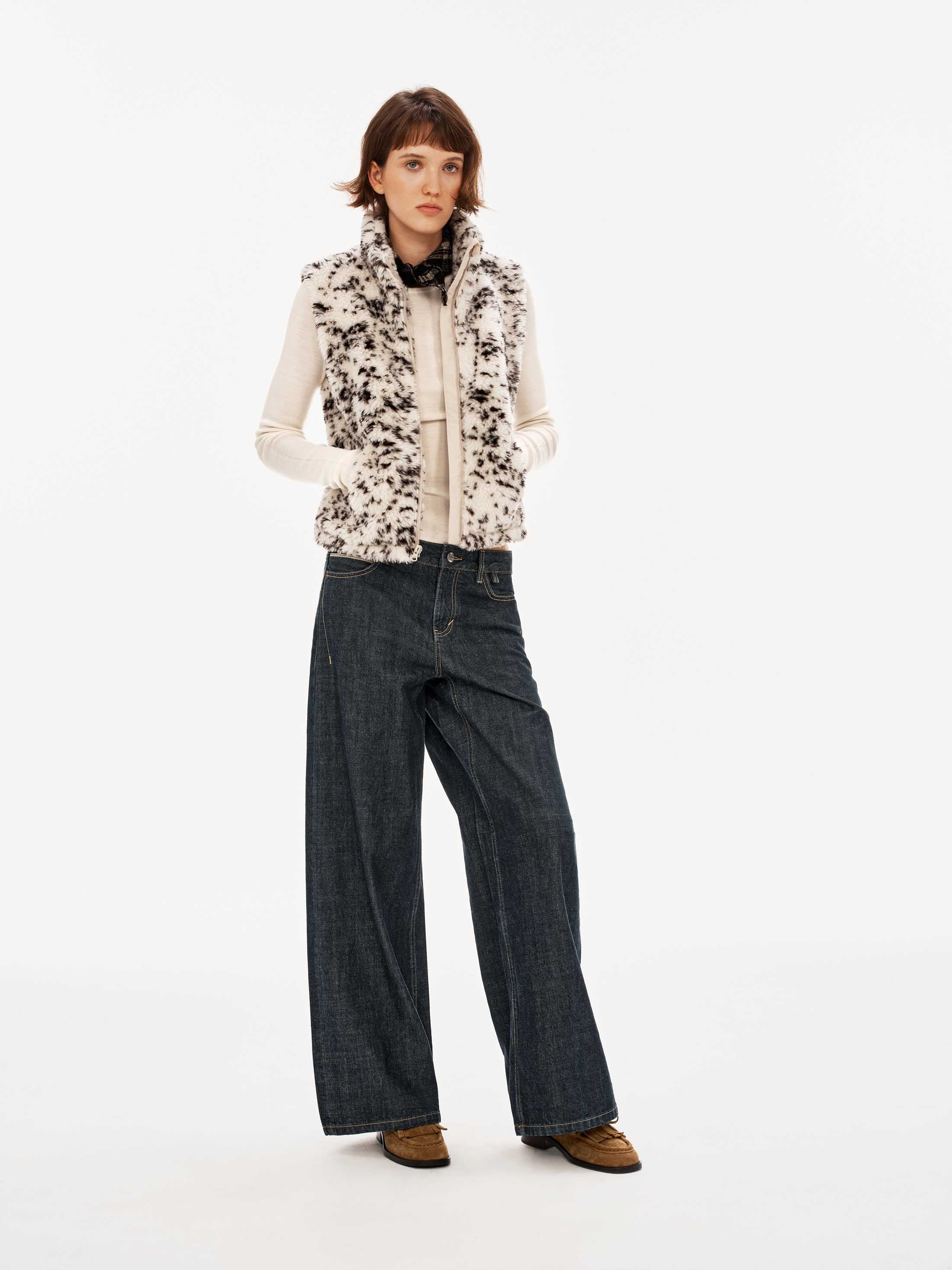 Faux Shearling Spot Vest