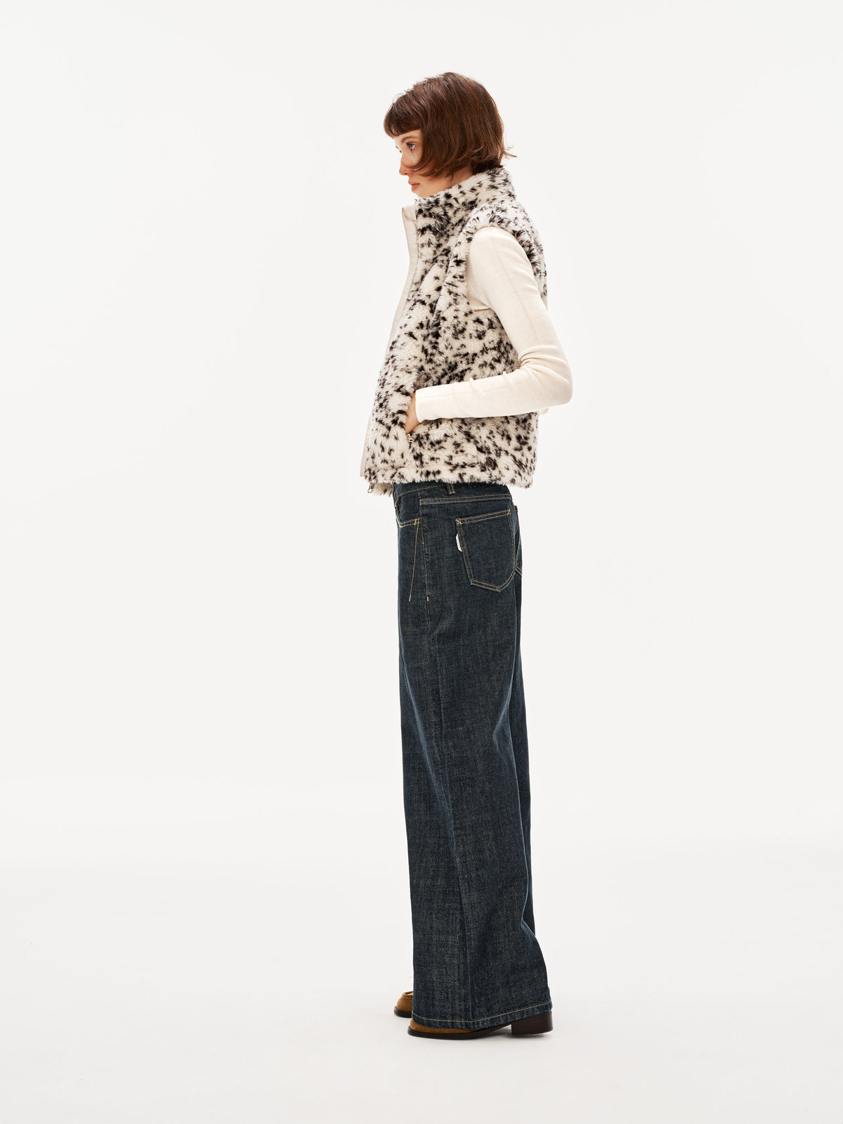 Faux Shearling Spot Vest