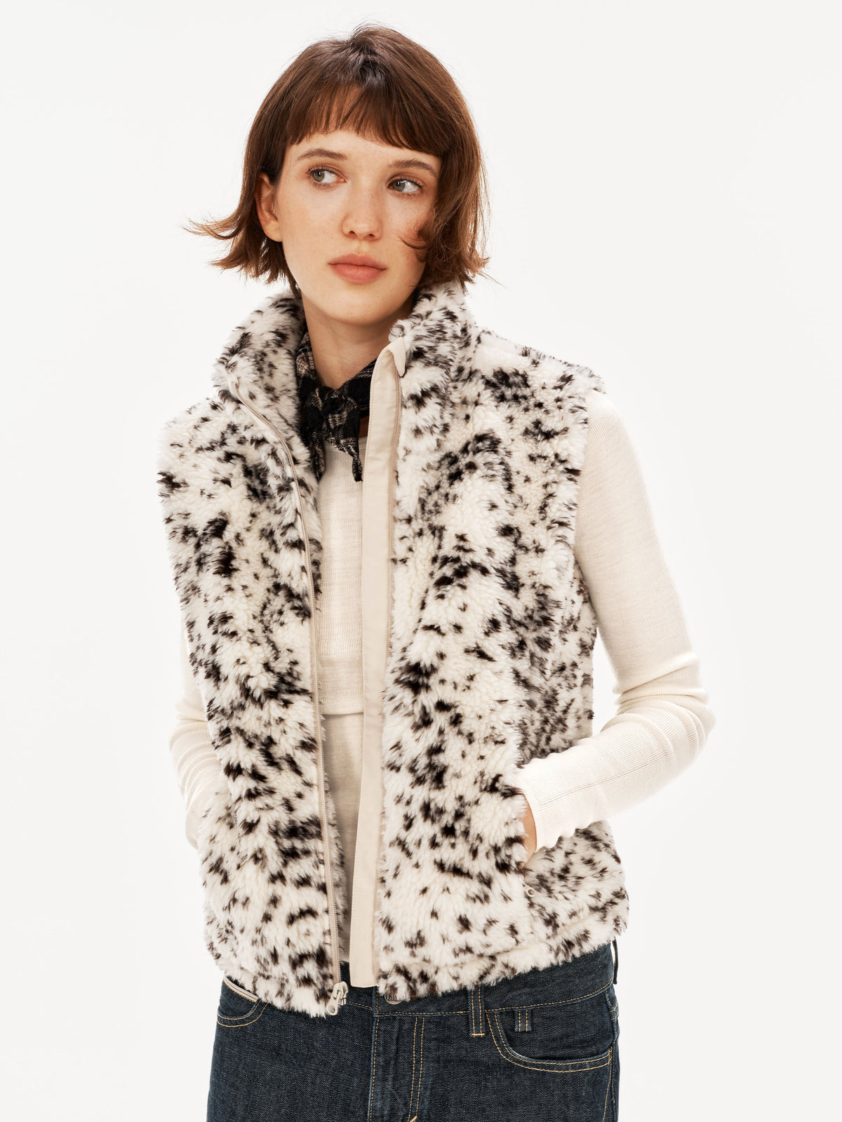 Faux Shearling Spot Vest