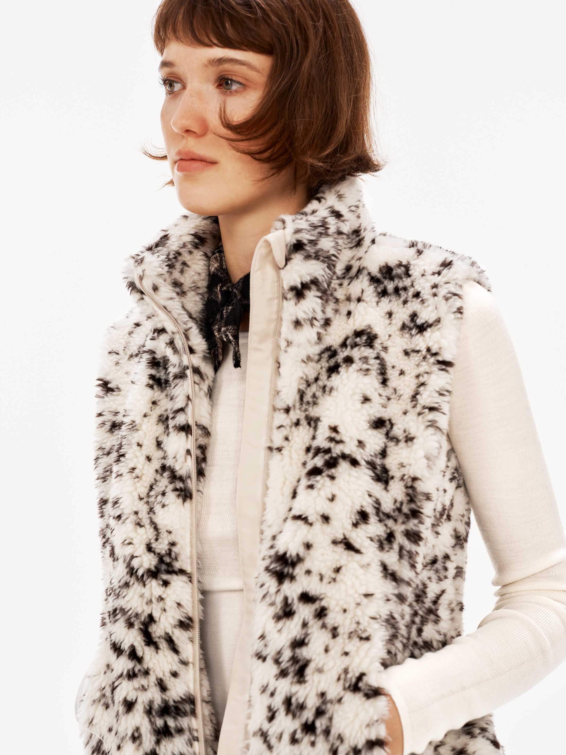 Faux Shearling Spot Vest