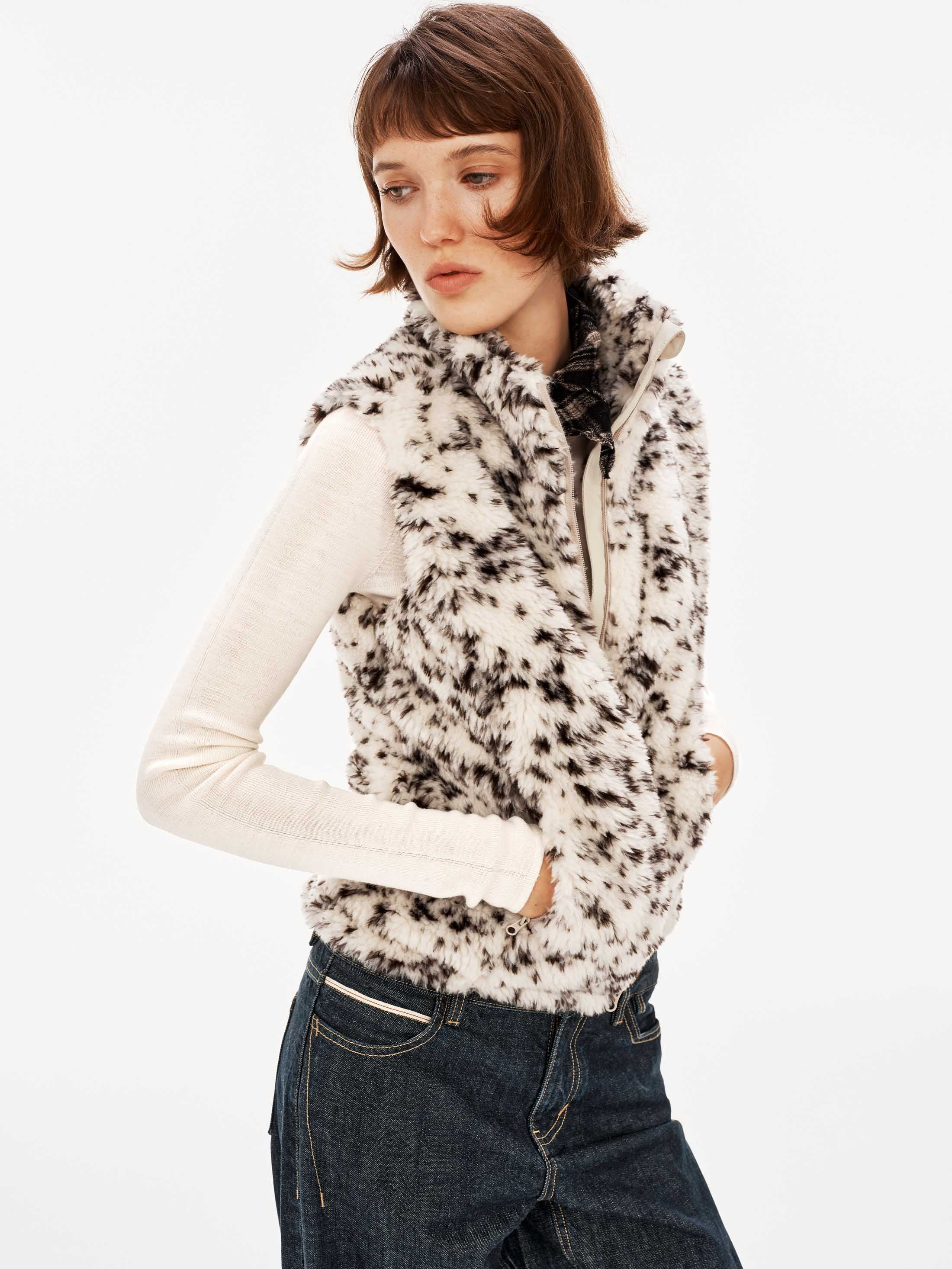 Faux Shearling Spot Vest