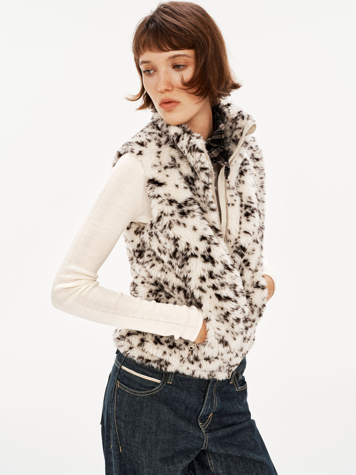 Faux Shearling Spot Vest