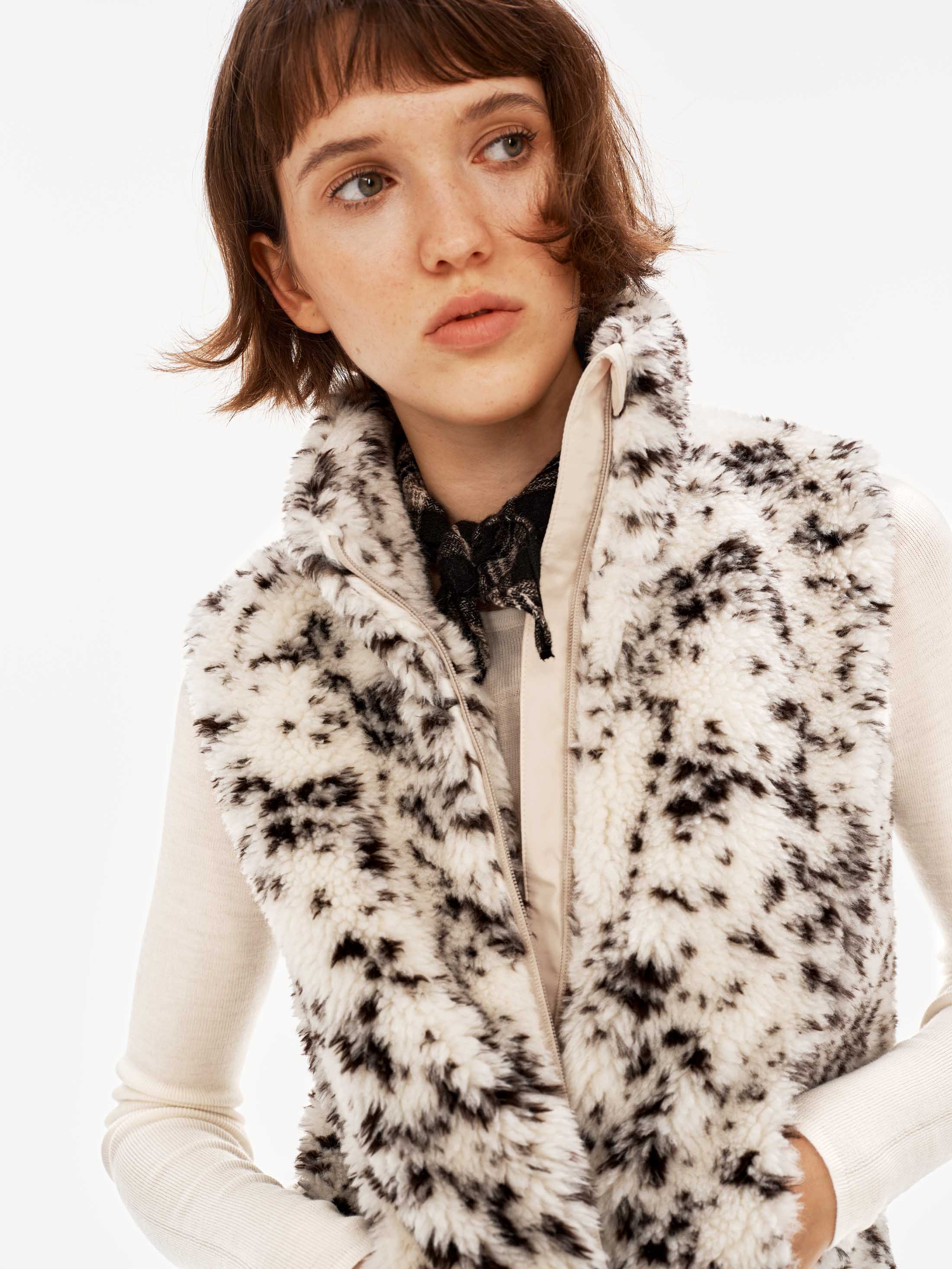 Faux Shearling Spot Vest