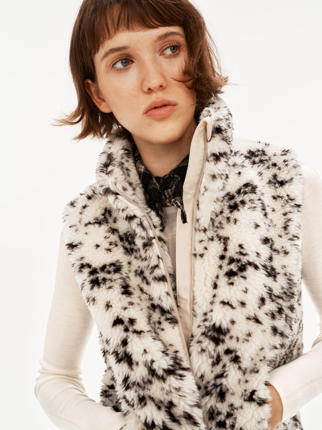 Faux Shearling Spot Vest