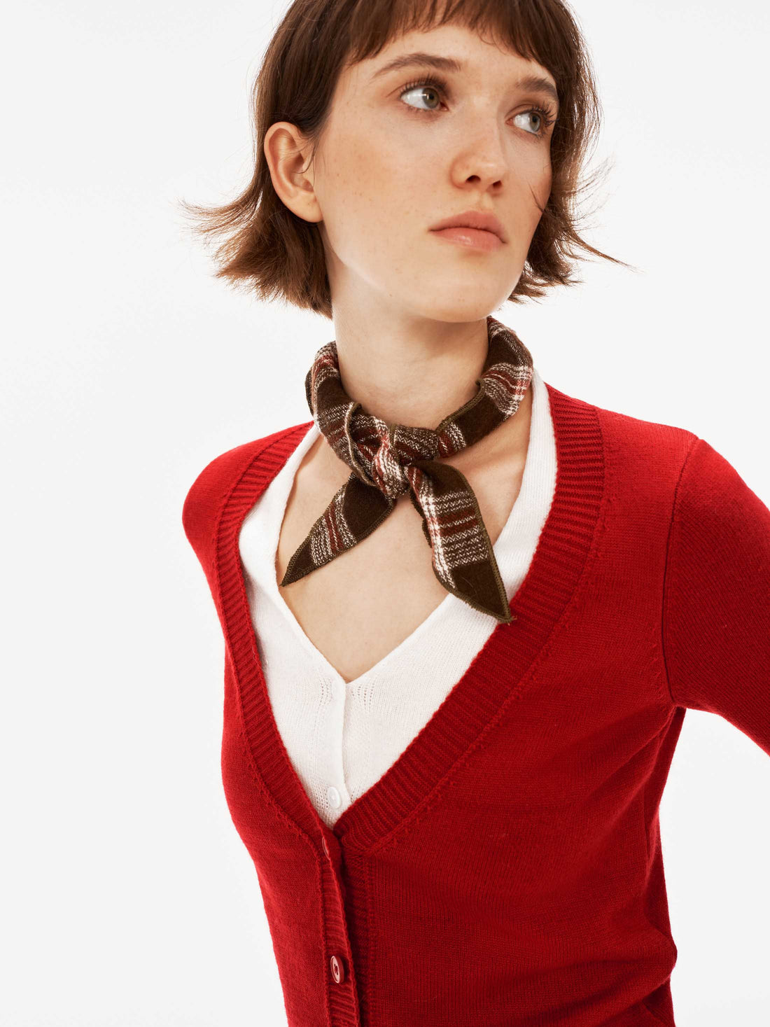 Merino Wool Vintage Textured Check Scarf