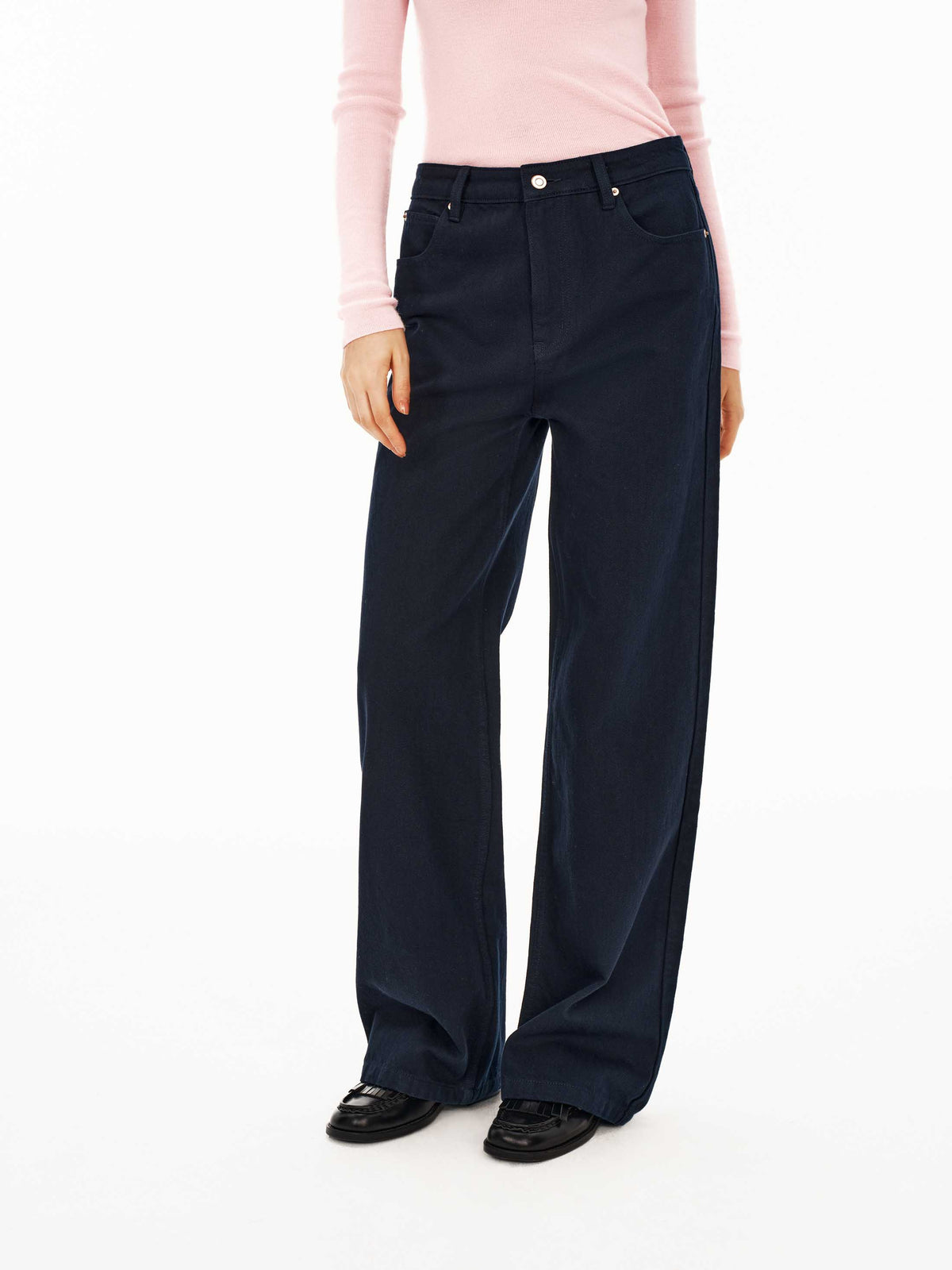 Dark Blue Straight Leg Jeans