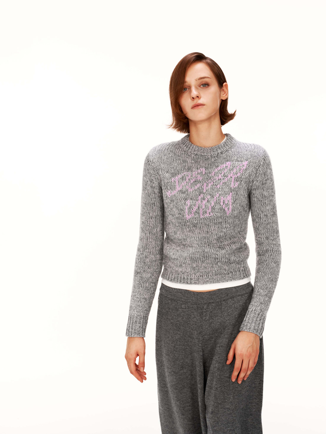 80s Basolan Wool Graphic Cropped Knit Sweater