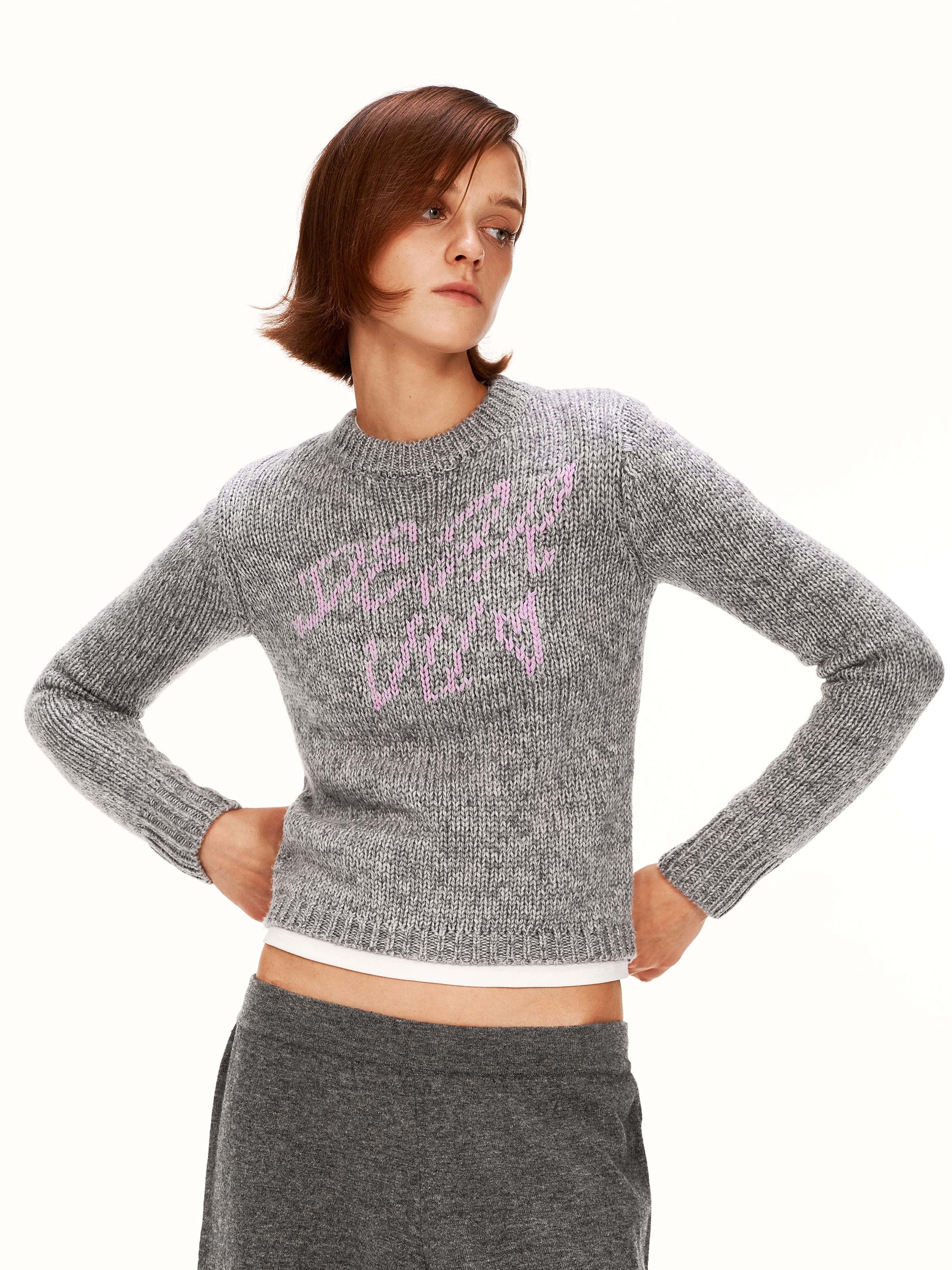 80s Basolan Wool Graphic Cropped Knit Sweater