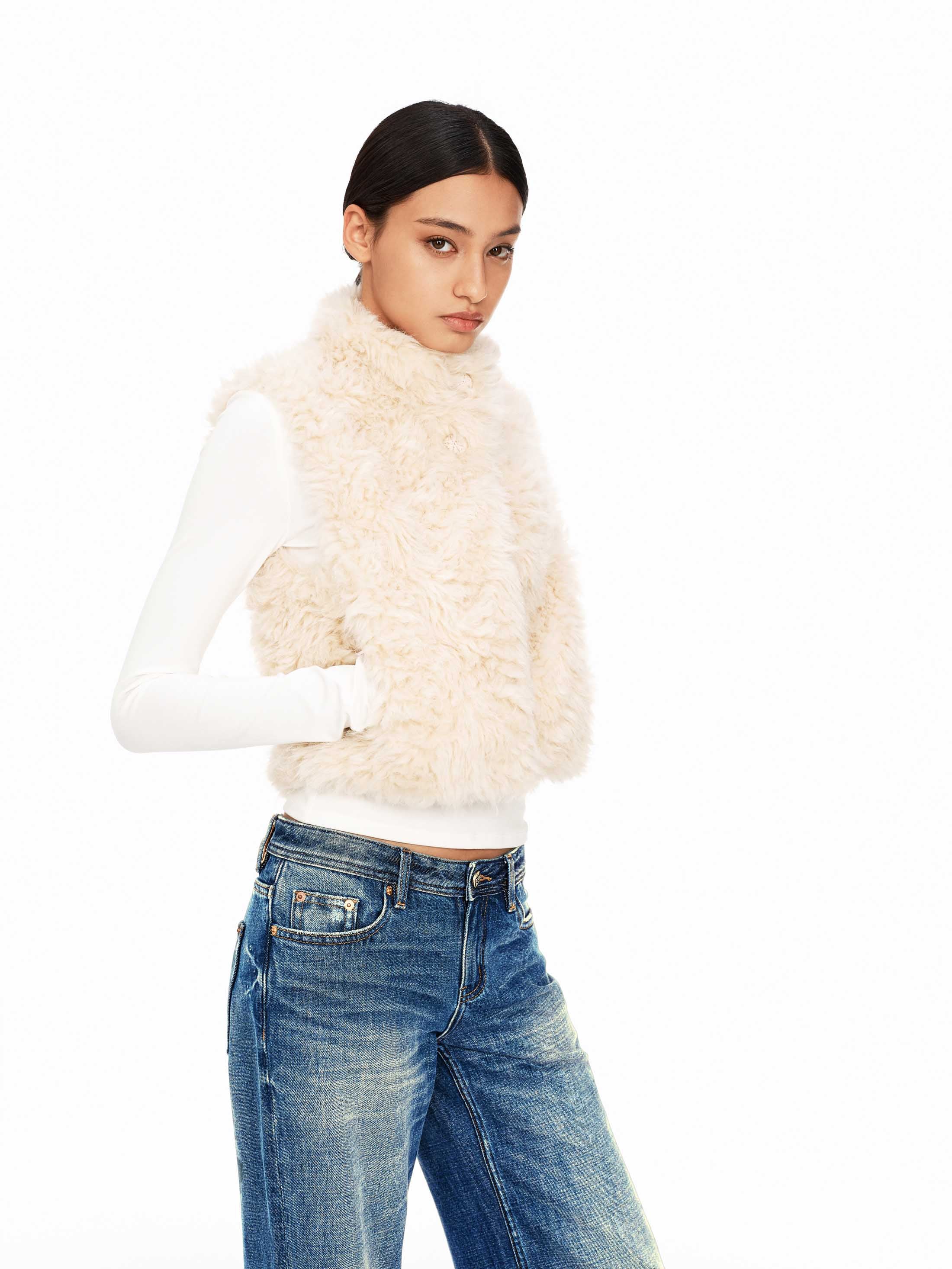 Cozy Faux Shearling High-Neck Vest