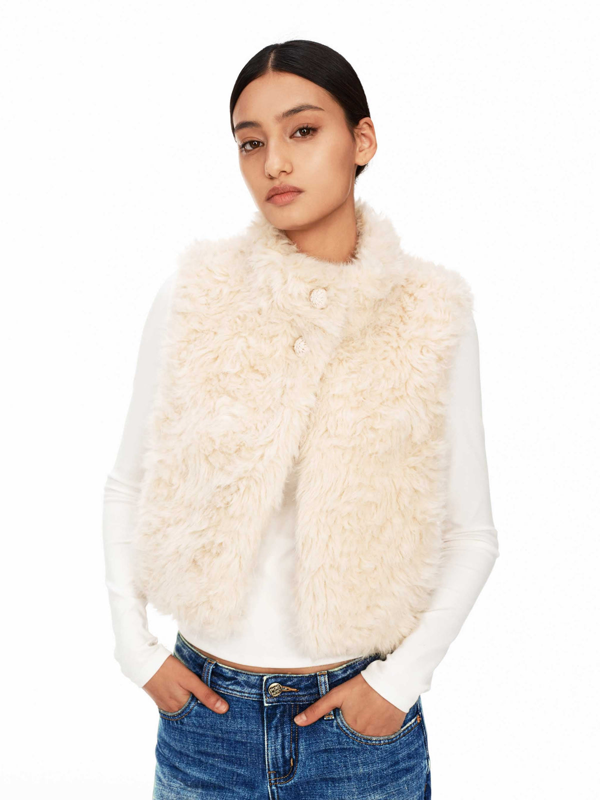 Cozy Faux Shearling High-Neck Vest