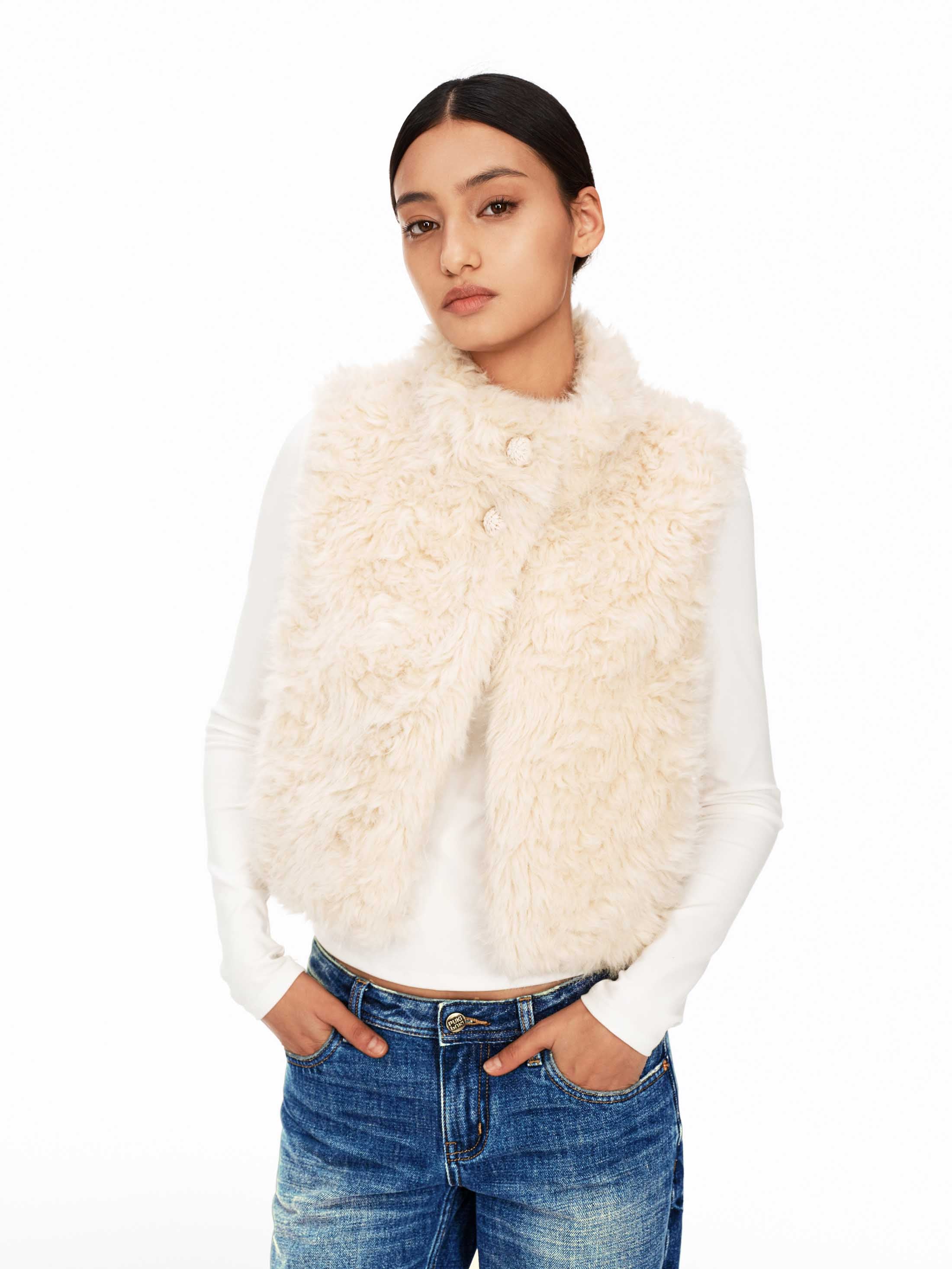 Cozy Faux Shearling High-Neck Vest