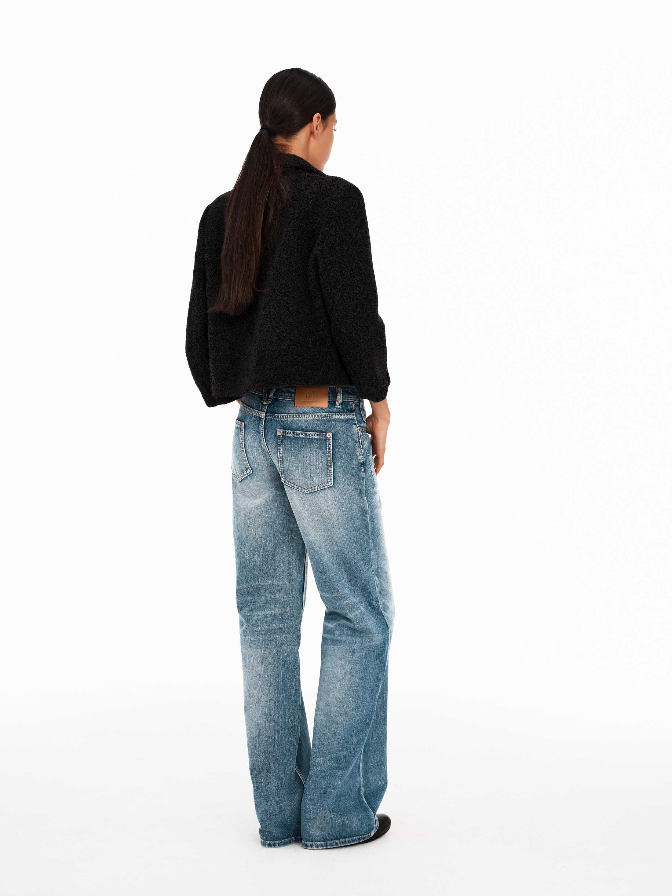 Textured Tweed Three-Quarter Sleeve Jacket