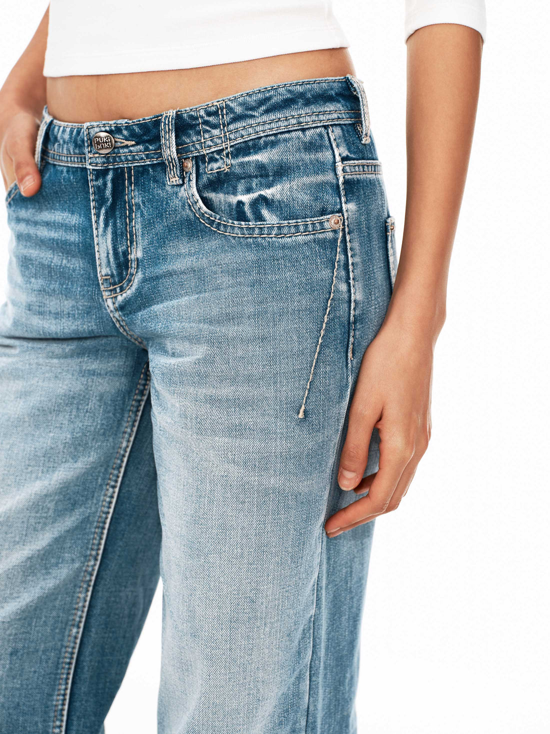 Vintage Blue Hand-Whiskered Straight-Leg Jeans