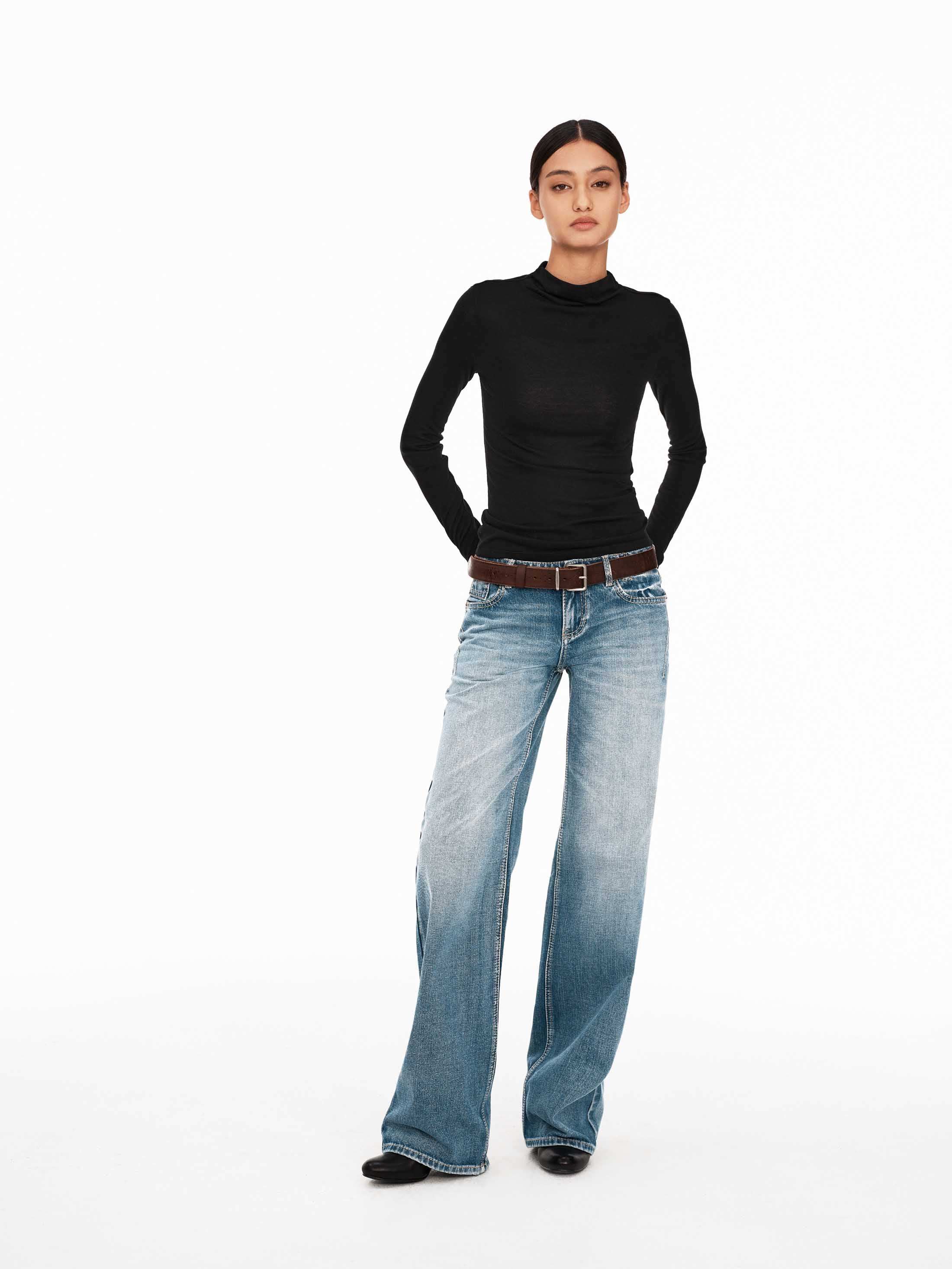 Vintage Blue Hand-Whiskered Straight-Leg Jeans