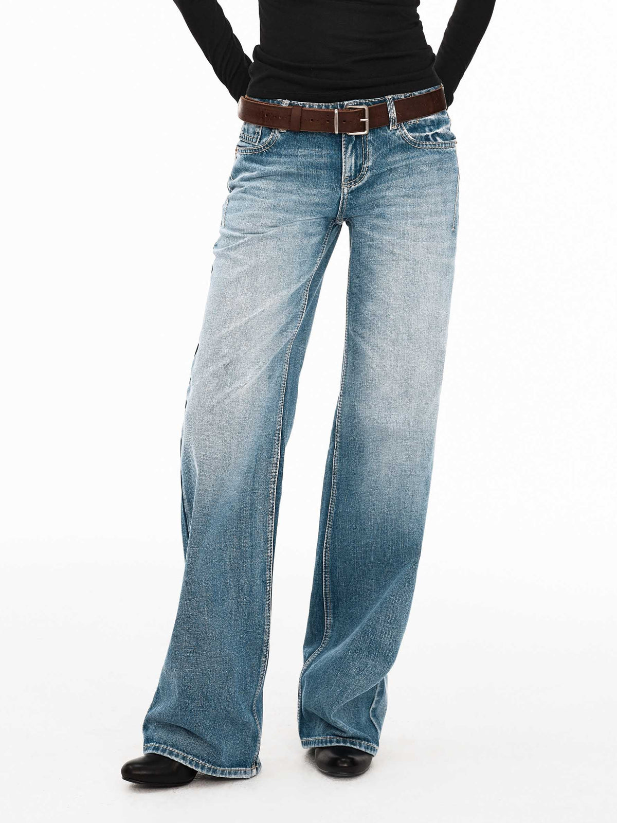 Vintage Blue Hand-Whiskered Straight-Leg Jeans