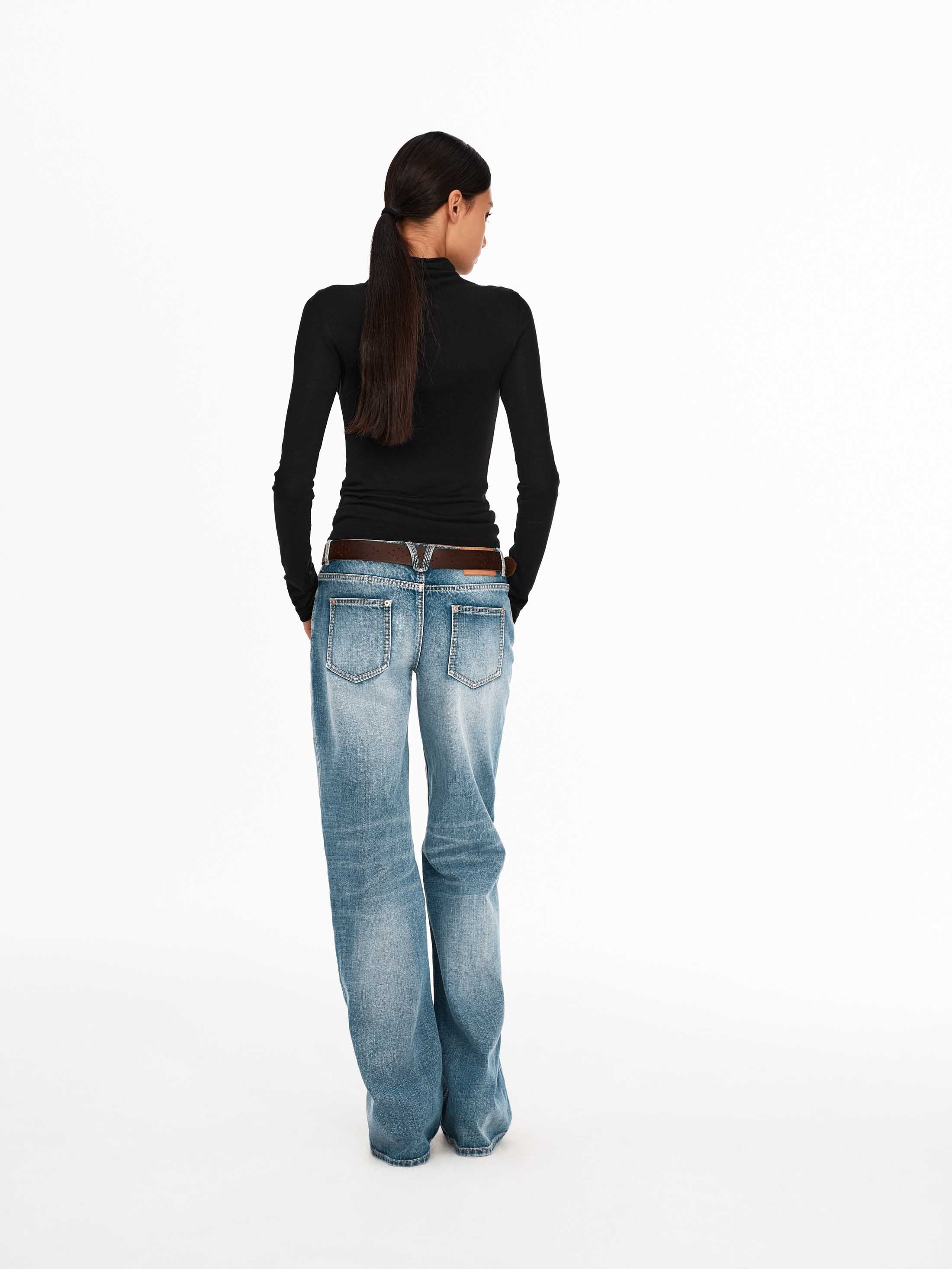 Vintage Blue Hand-Whiskered Straight-Leg Jeans