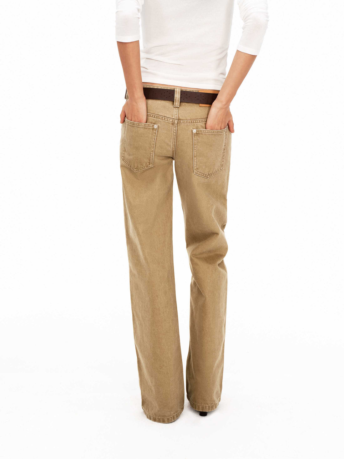 Low-Rise Washed Khaki Utility Pants