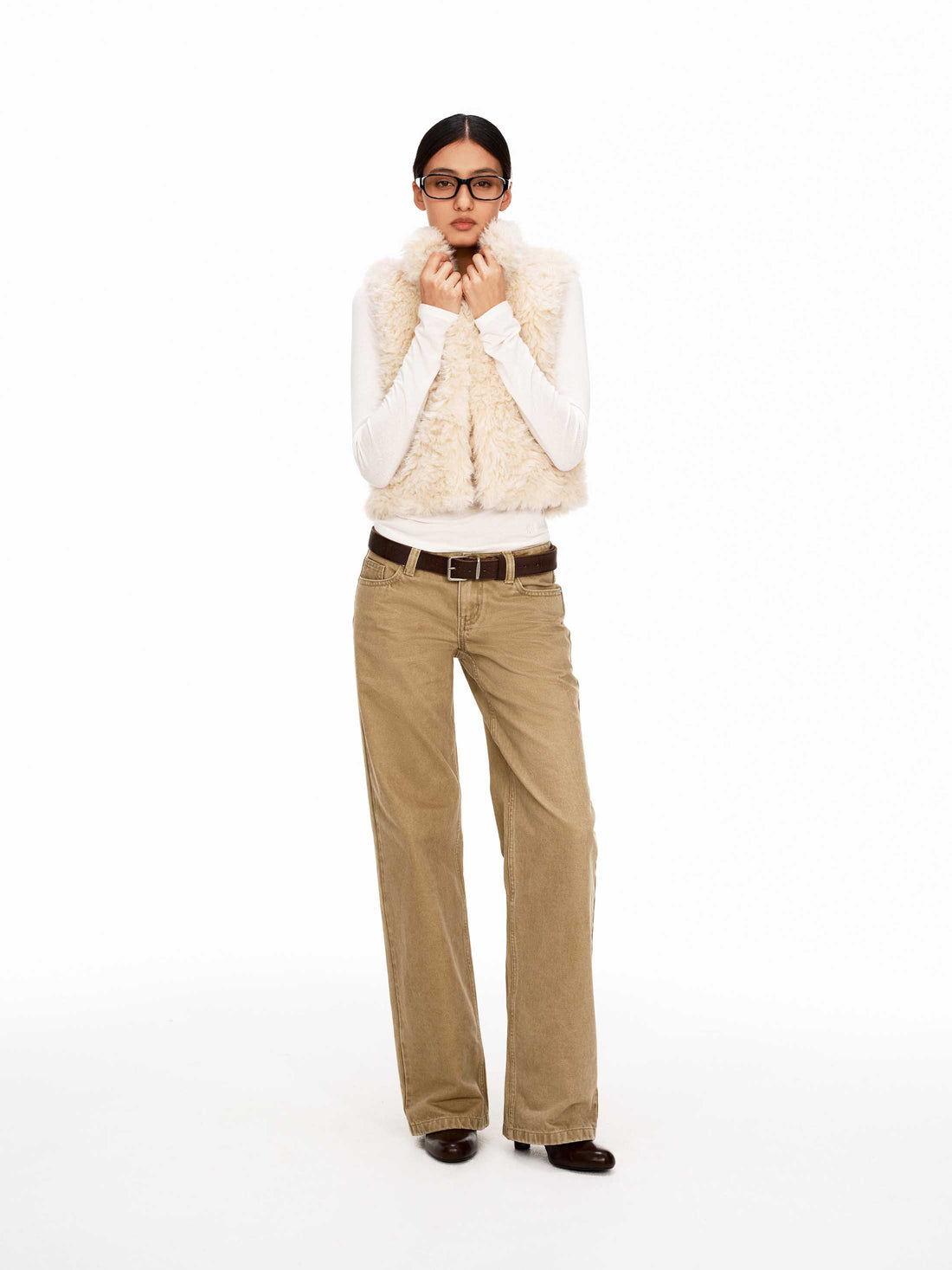 Low-Rise Washed Khaki Utility Pants