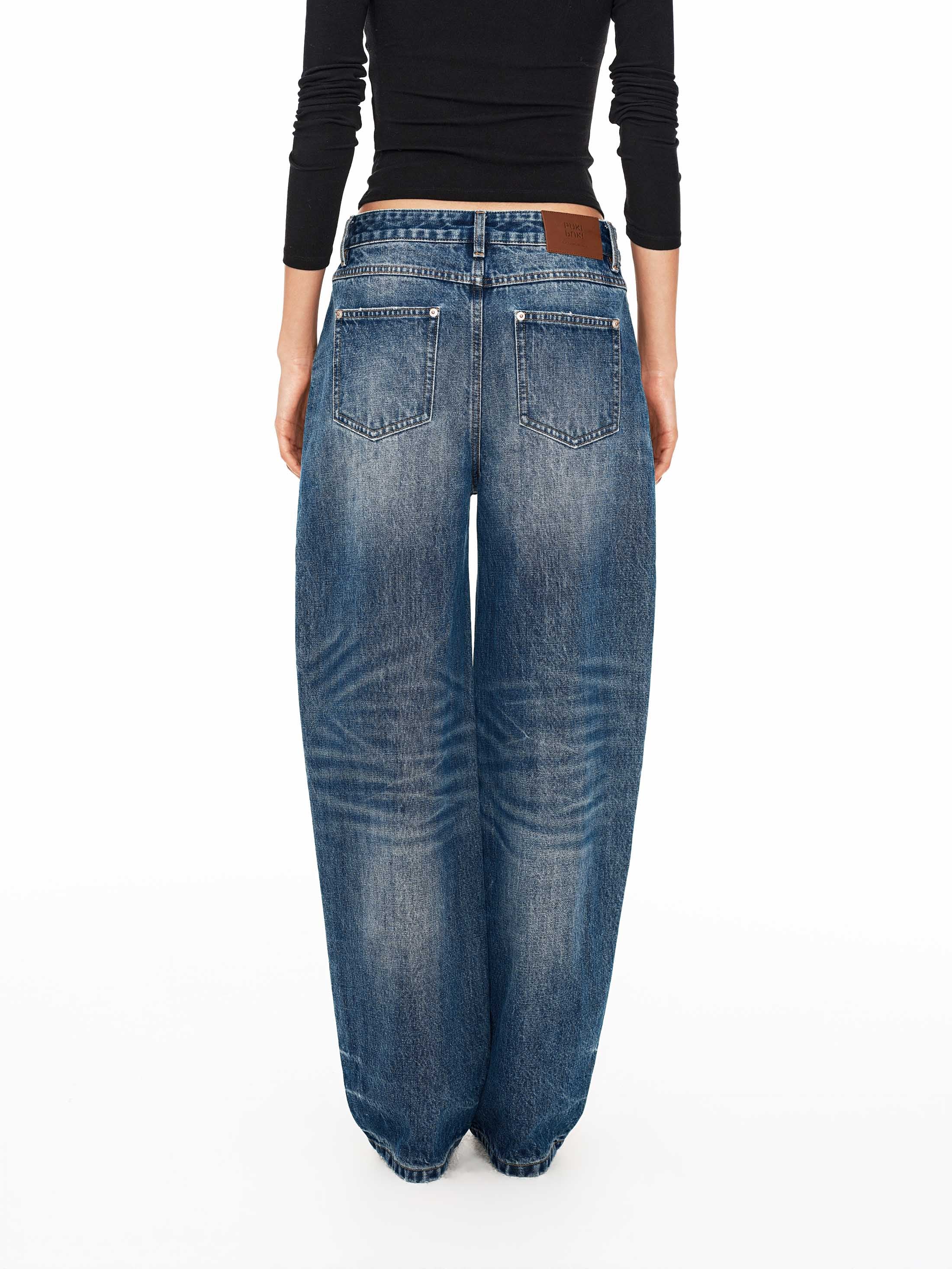 Handcrafted Whisker Mid-Rise Curved Denim Jeans