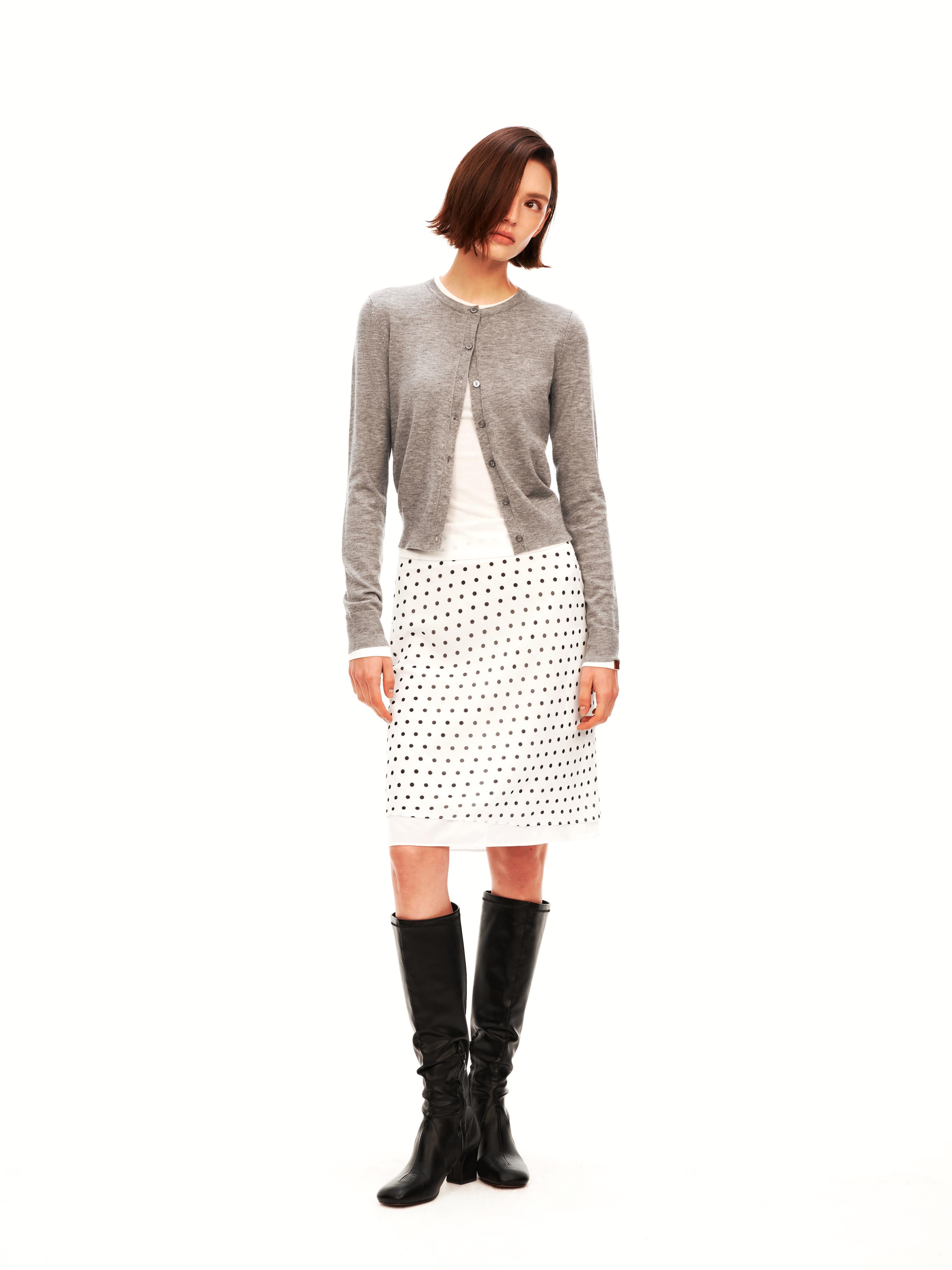 Vintage Polka Dot Chiffon Midi Skirt