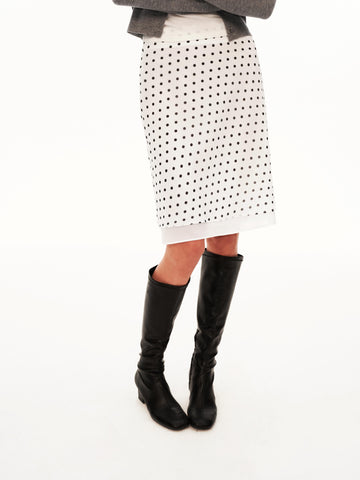Vintage Polka Dot Chiffon Midi Skirt