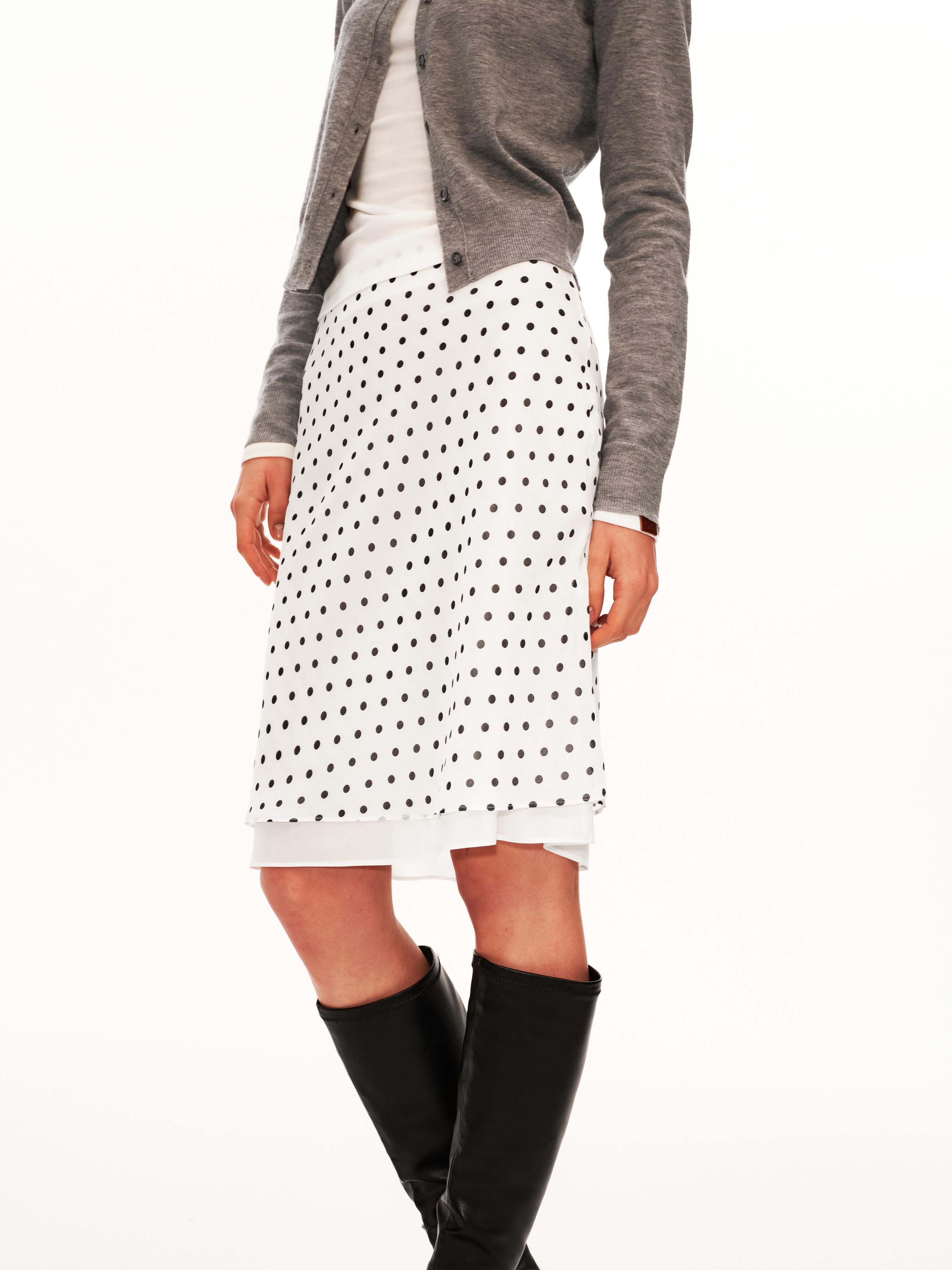 Vintage Polka Dot Chiffon Midi Skirt