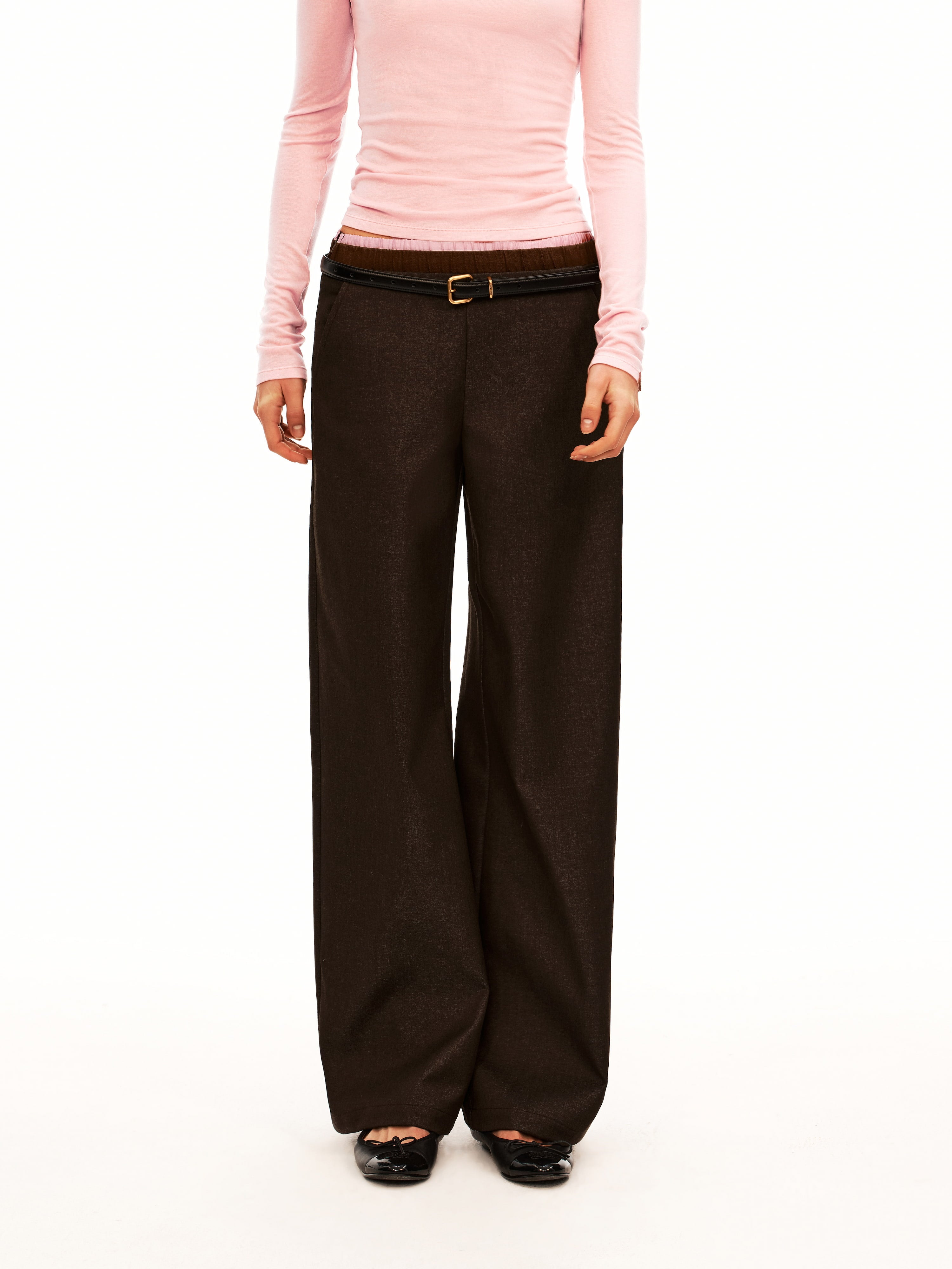 Contrast Multi-Waistband Trousers